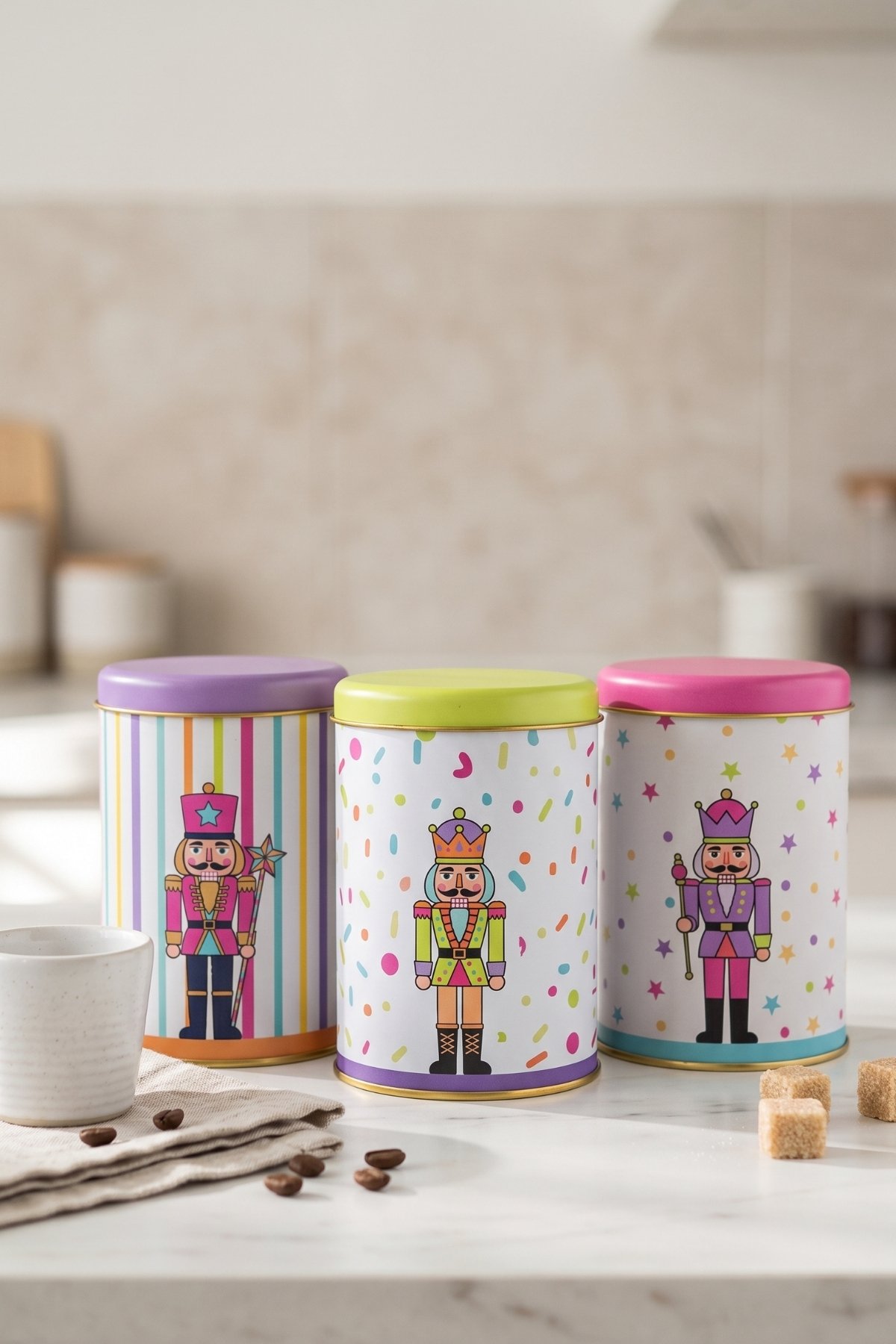 Silindir Saklama Kabı 3 lü Set Ø90/Neon Nutcracker — Kutu Setleri — görsel 1 / 3 — Tinbox