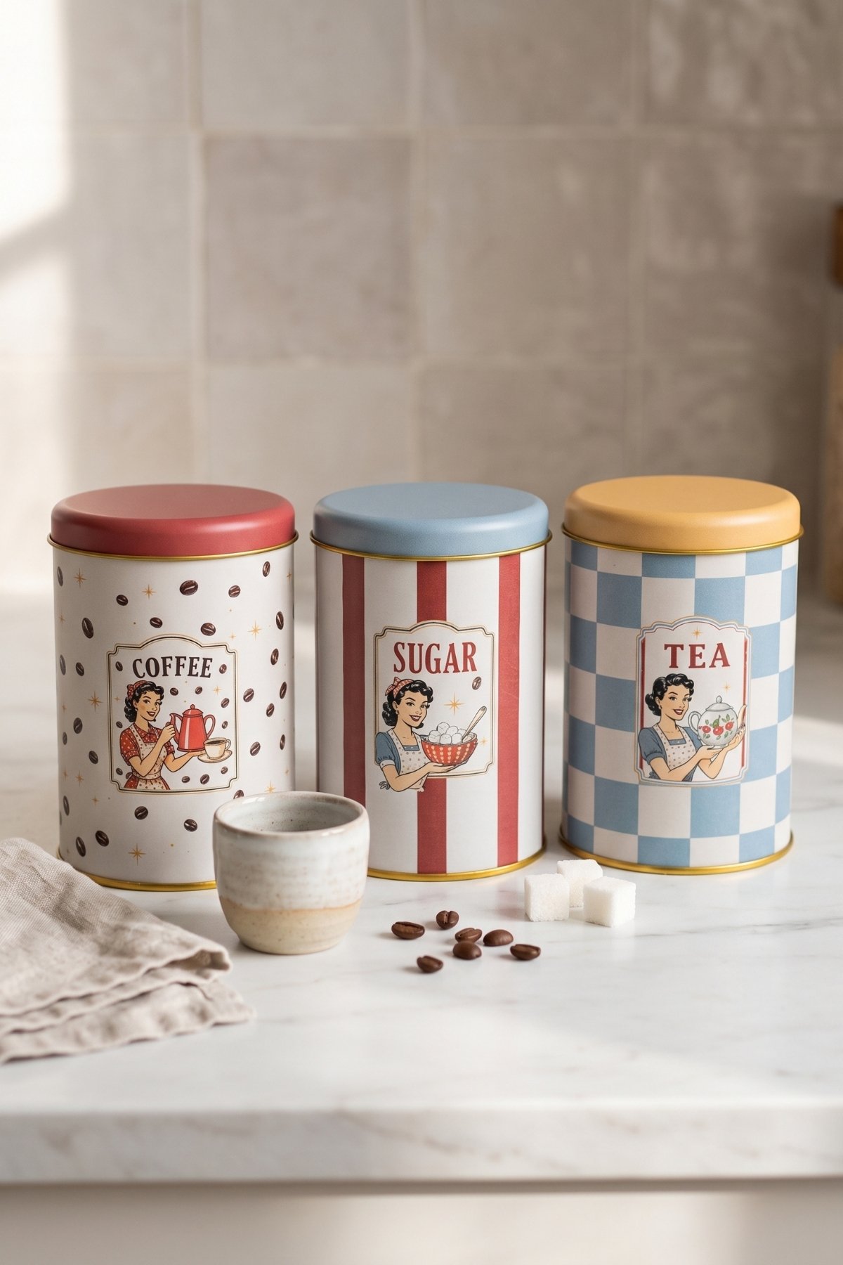 Silindir Saklama Kabı 3 lü Set Ø90/Retro American — Kutu Setleri — görsel 1 / 3 — Tinbox