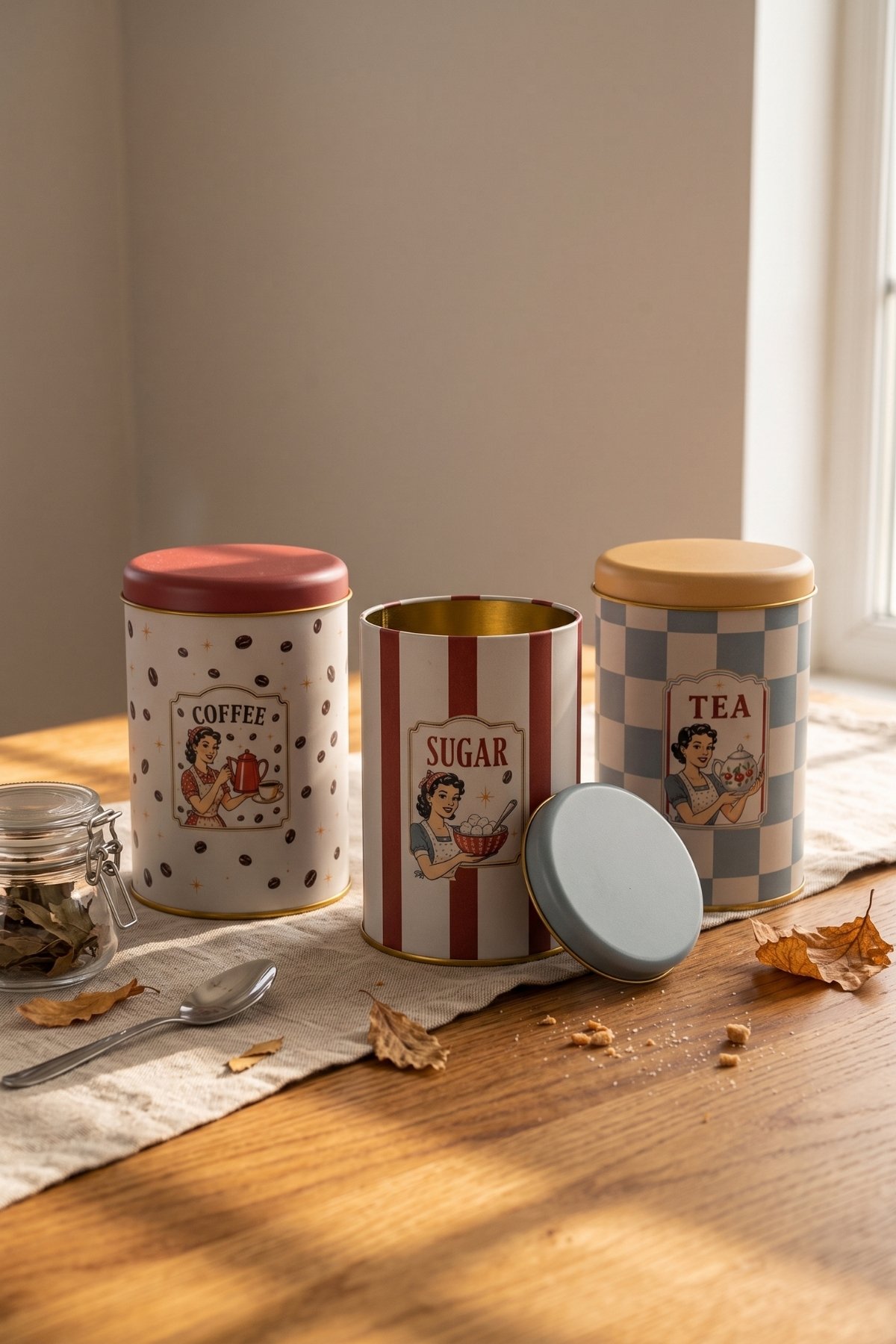 Silindir Saklama Kabı 3 lü Set Ø90/Retro American — Kutu Setleri — görsel 3 / 3 — Tinbox