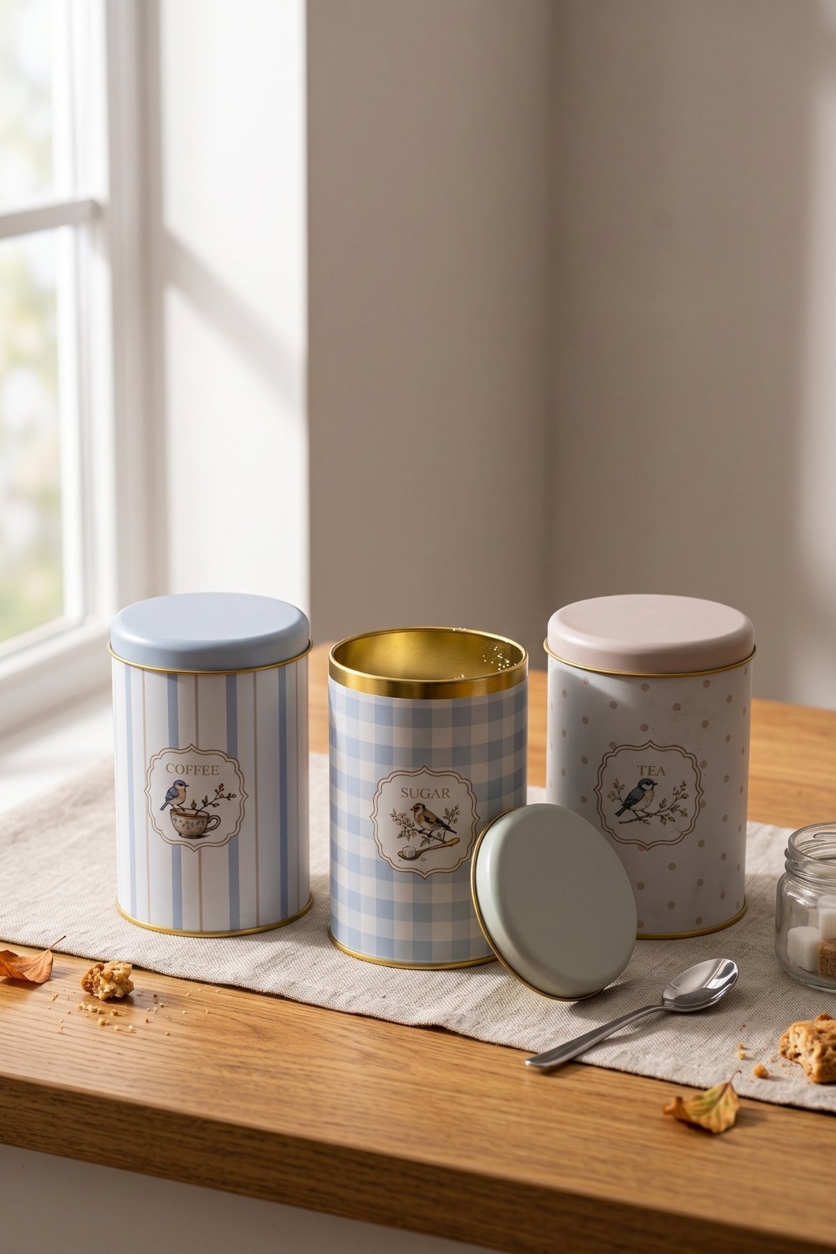Silindir Saklama Kabı 3 lü Set Ø90/Spring Birds — Kutu Setleri — görsel 3 / 3 — Tinbox