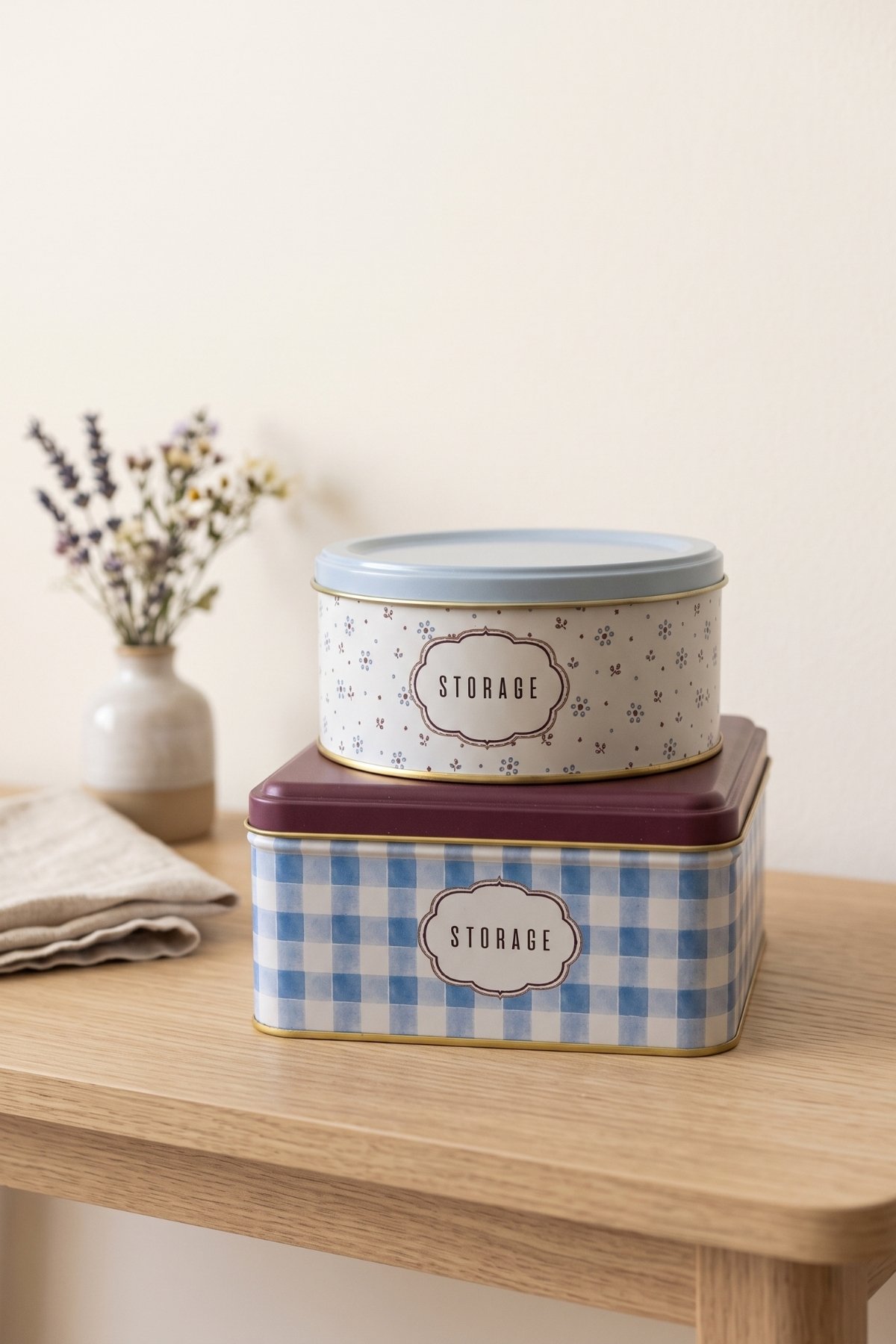 Kare&Silindir Saklama Kabı 2 li Set/Damson — Kutu Setleri — Tinbox
