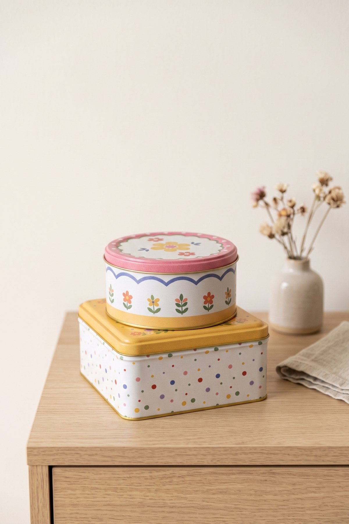 Kare&Silindir Saklama Kabı 2 li Set/Dopamine — Kutu Setleri — Tinbox