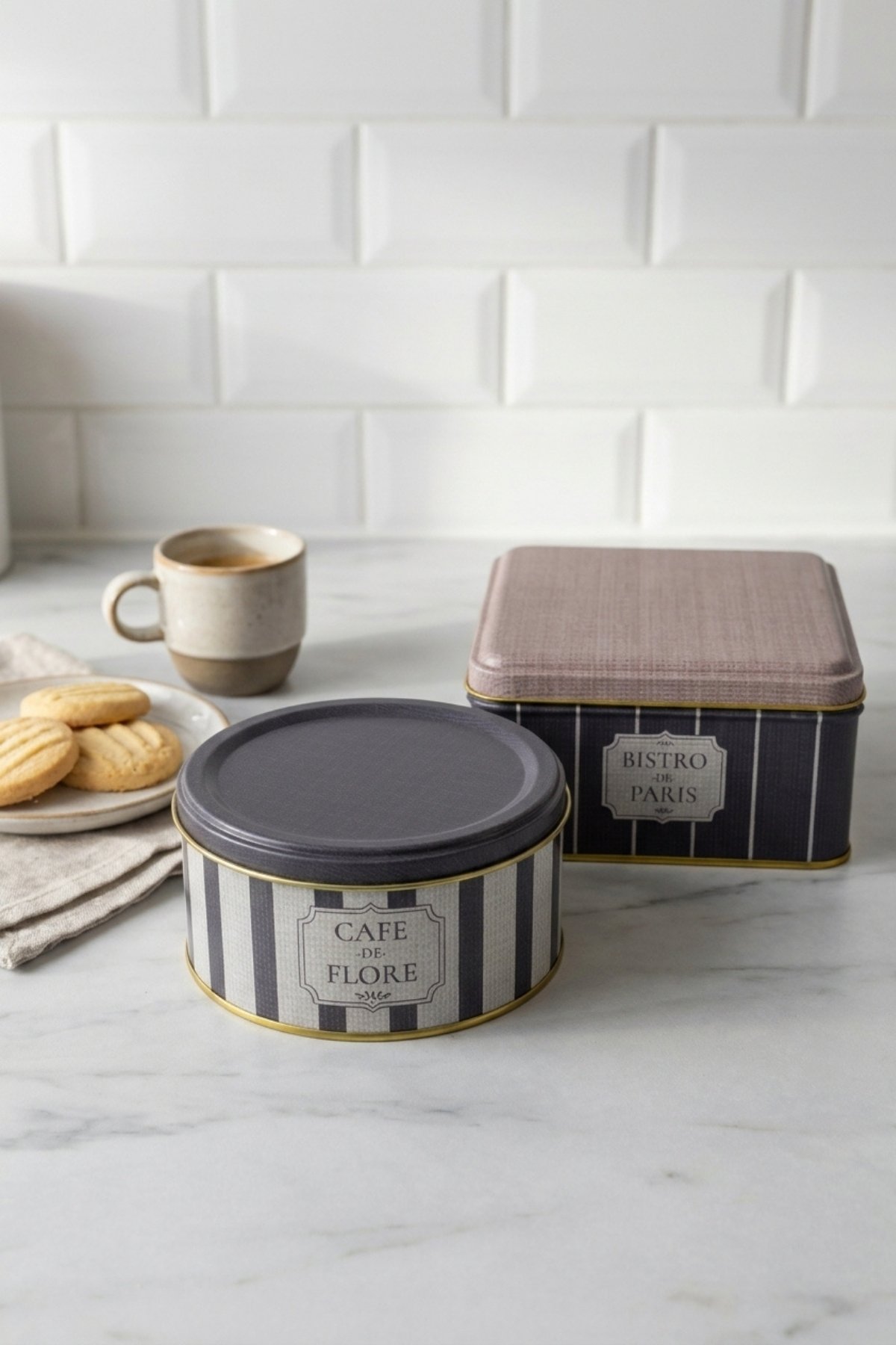 Kare&Silindir Saklama Kabı 2 li Set/French Bistro — Box Sets — view 2 of 3 — Tinbox
