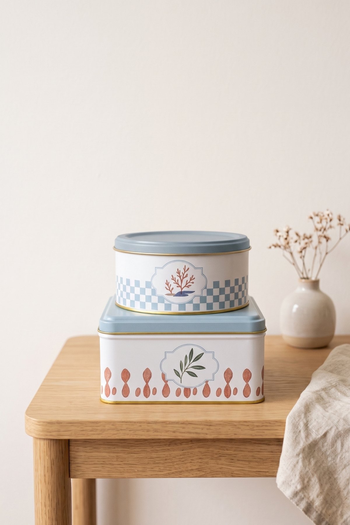 Kare&Silindir Saklama Kabı 2 li Set/Mediterraneo — Kutu Setleri — Tinbox