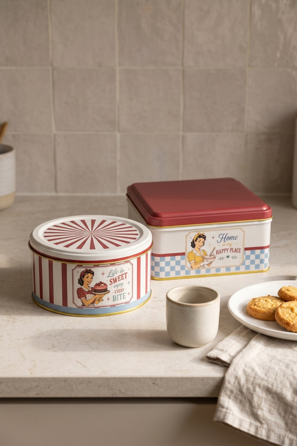 Kare&Silindir Saklama Kabı 2 li Set/Retro American — Box Sets — view 2 of 3 — Tinbox