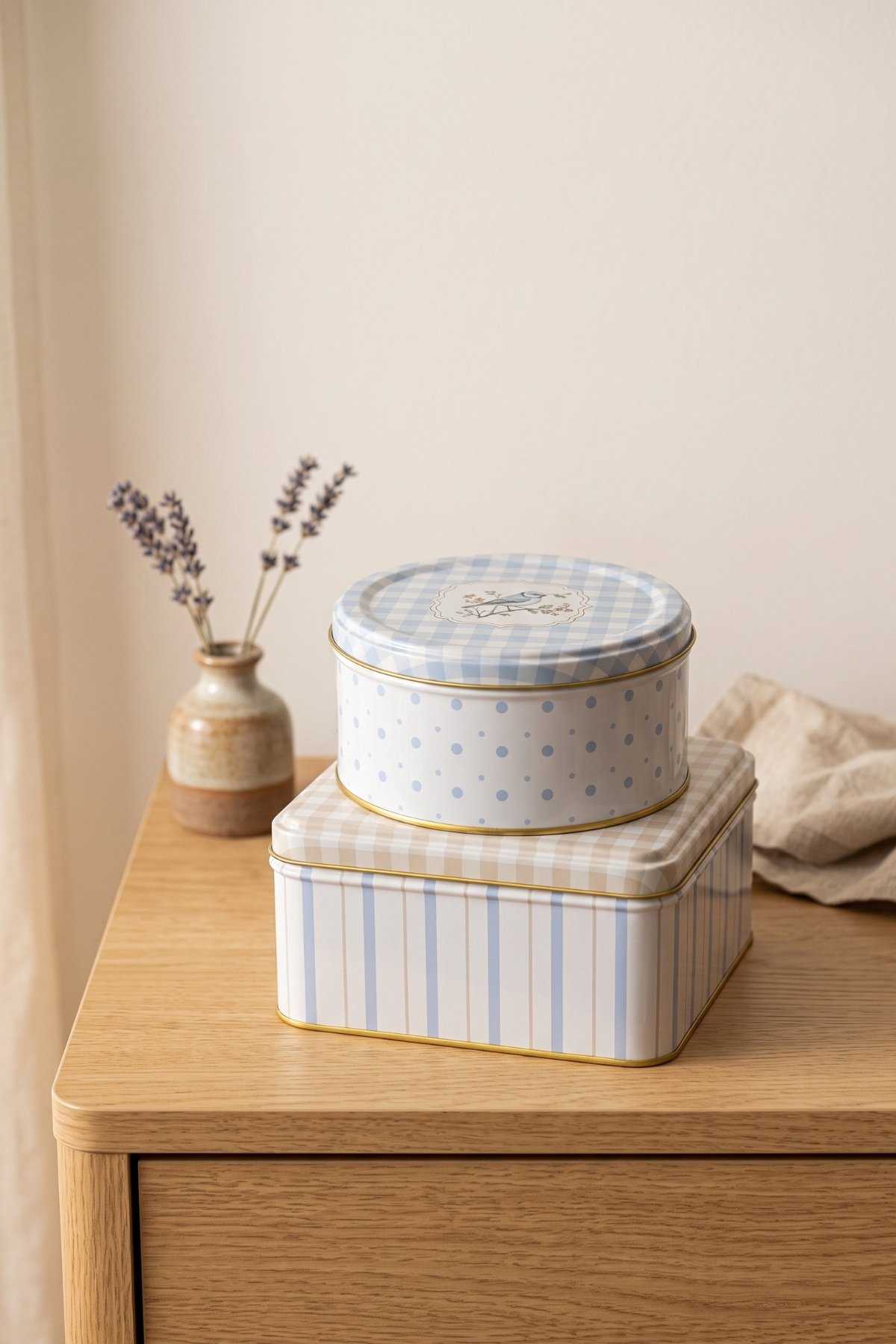 Kare&Silindir Saklama Kabı 2 li Set/Spring Birds — Kutu Setleri — Tinbox
