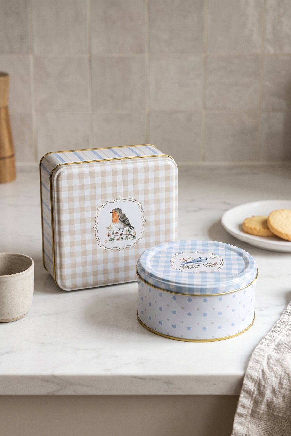 Kare&Silindir Saklama Kabı 2 li Set/Spring Birds — Kutu Setleri — görsel 2 / 3 — Tinbox