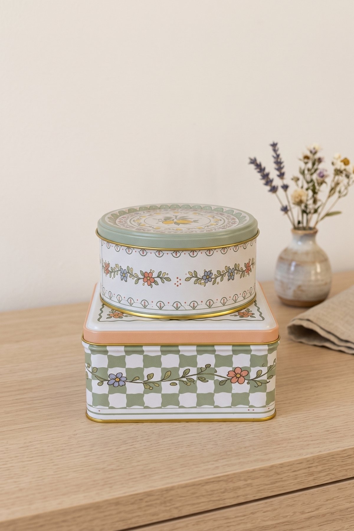 Kare&Silindir Saklama Kabı 2 li Set/Whimsical — Kutu Setleri — Tinbox