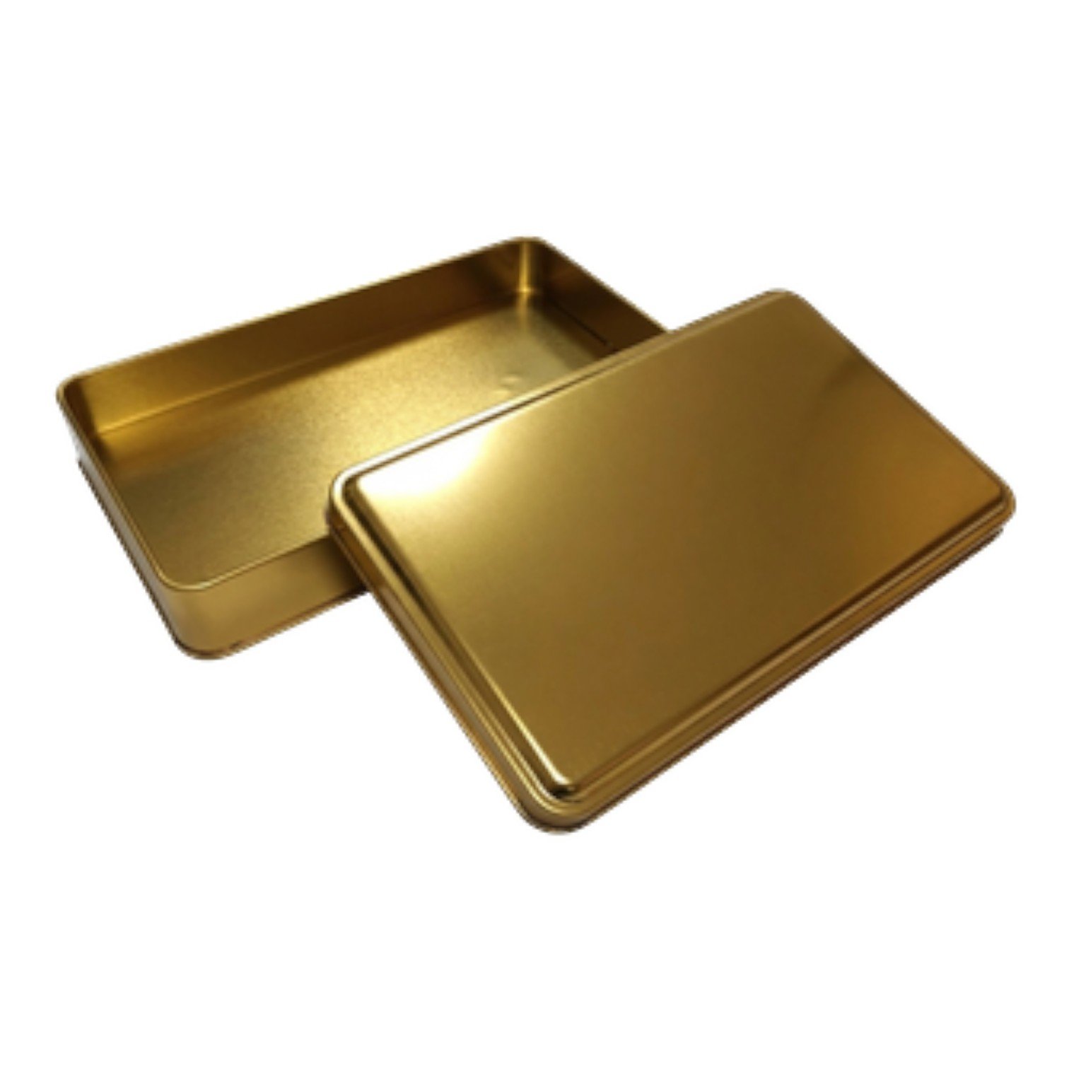 Gold Rectangular Metal Tin Box | Custom Printed (170x260x45 mm)