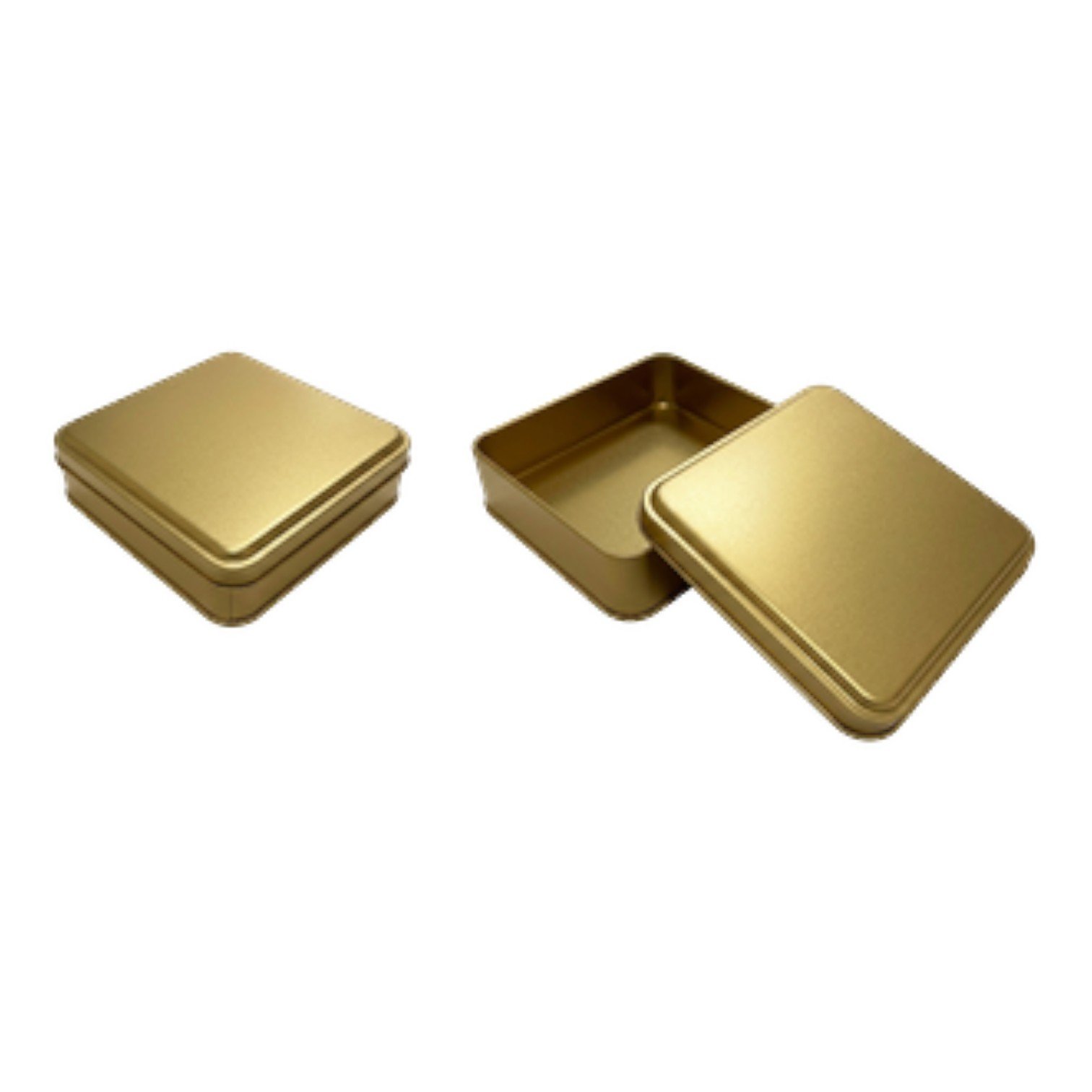 Gold Square Metal Tin Box | Custom Printed (158x158x40 mm)