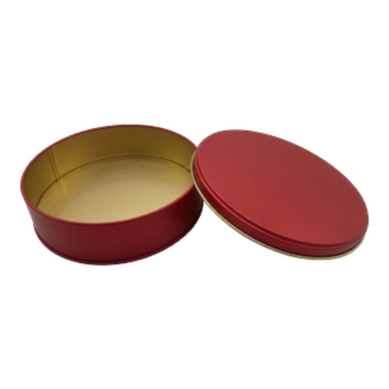 Matte Red Round Metal Tin Box | with Metal Lid, Custom Printed (175x40 mm) — Digital Printed Boxes — Tinbox