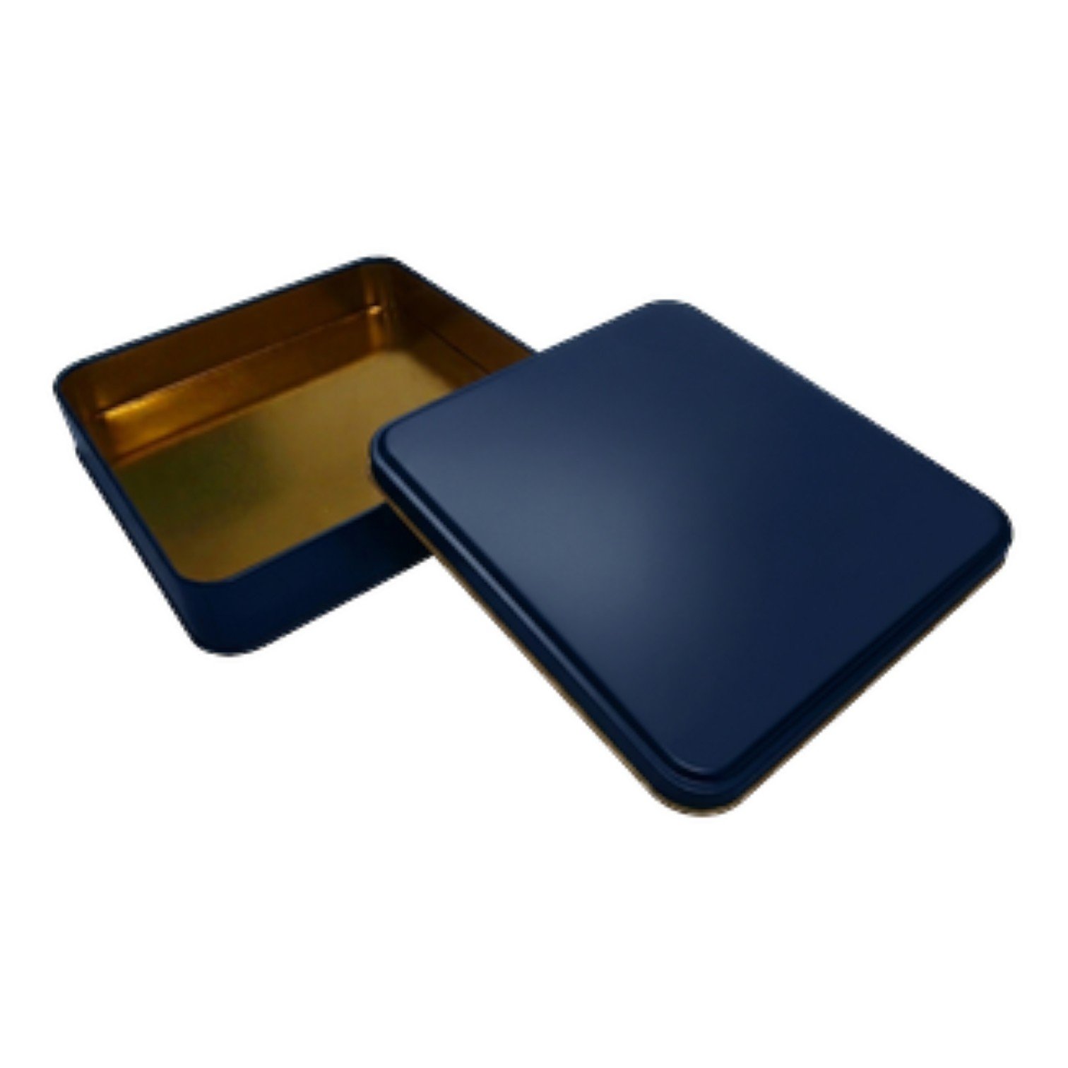 Mat Lacivert Kare Metal Kutu | Özel Baskılı (215x215x40 mm) — UV Baskı Kutular — Tinbox