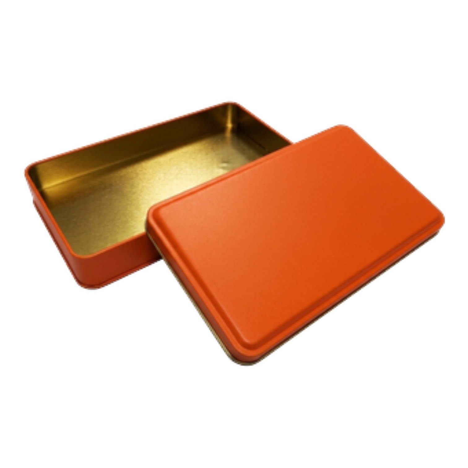 Mat Turuncu Dikdörtgen Metal Kutu | Özel Baskılı (170x260x45 mm) — UV Baskı Kutular — Tinbox