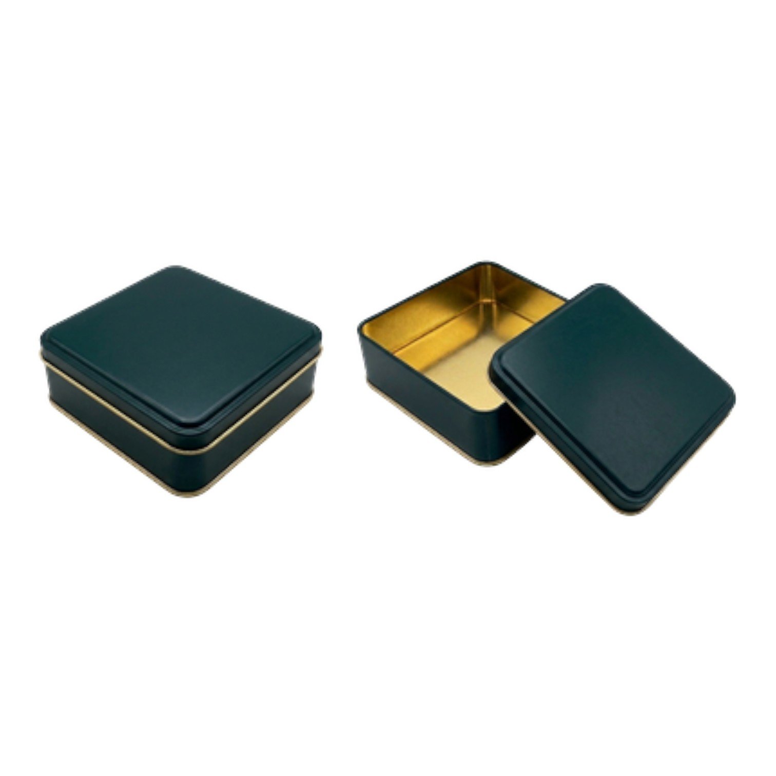 Mat Yeşil Kare Metal Kutu | Özel Baskılı (120x120x40 mm) — UV Baskı Kutular — Tinbox