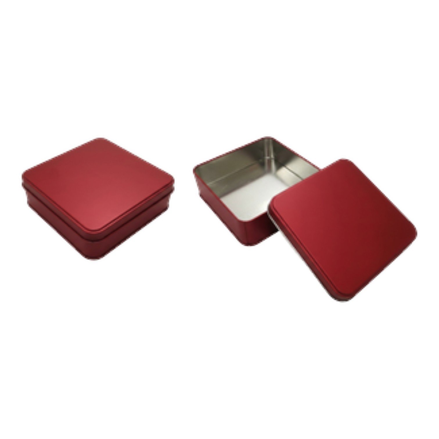 Matte Red Square Metal Tin Box | Custom Printed (158x158x40 mm) — Digital Printed Boxes — Tinbox