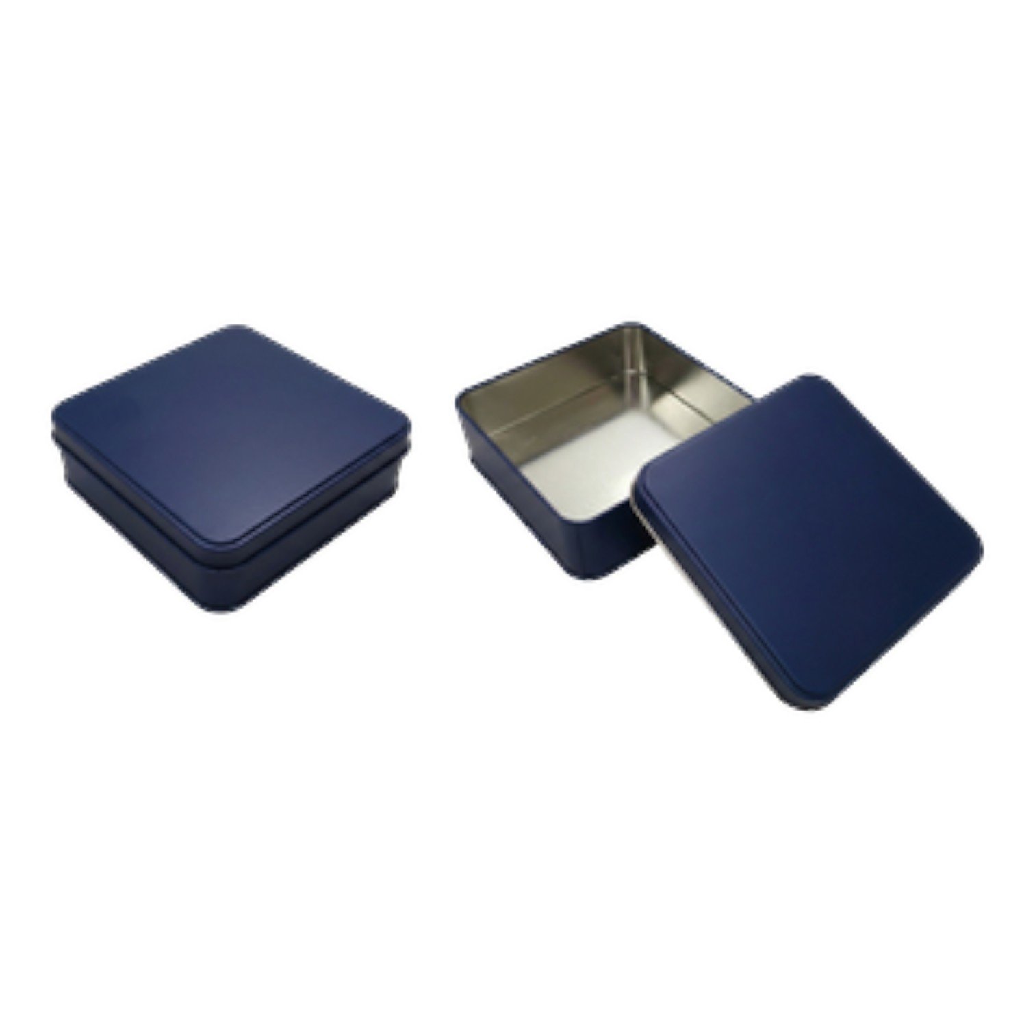 Matte Navy Blue Square Metal Tin Box | Custom Printed (158x158x40 mm) — Digital Printed Boxes — Tinbox