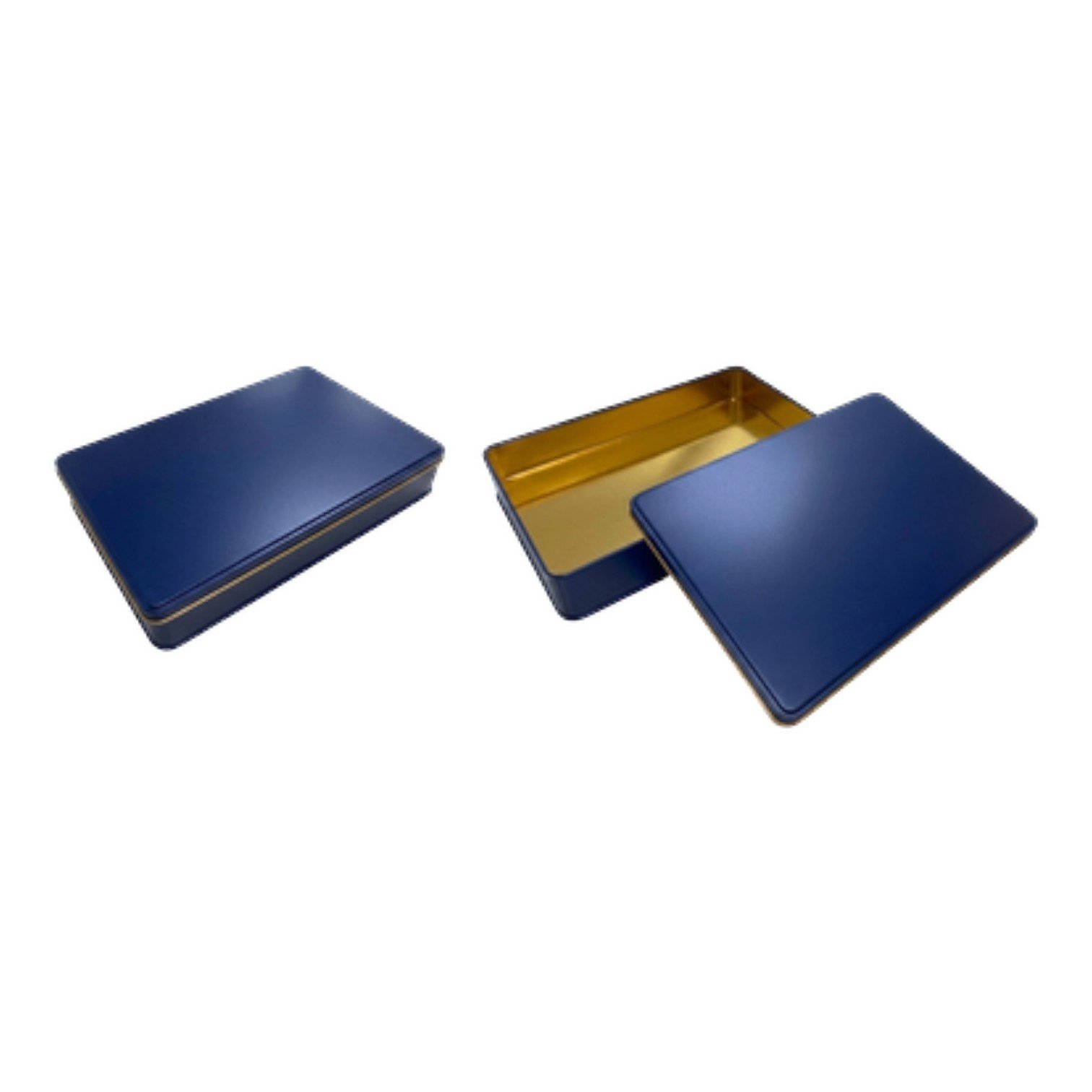 Mat Lacivert Dikdörtgen Metal Kutu | Özel Baskılı (200x300x50 mm) — UV Baskı Kutular — Tinbox