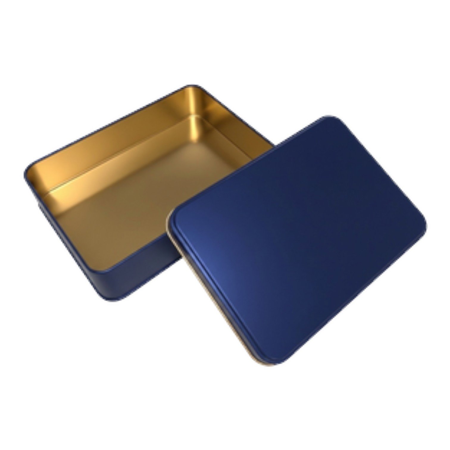 Matte Navy Blue Rectangular Metal Tin Box | Custom Printed (135x190x47 mm) — Digital Printed Boxes — Tinbox