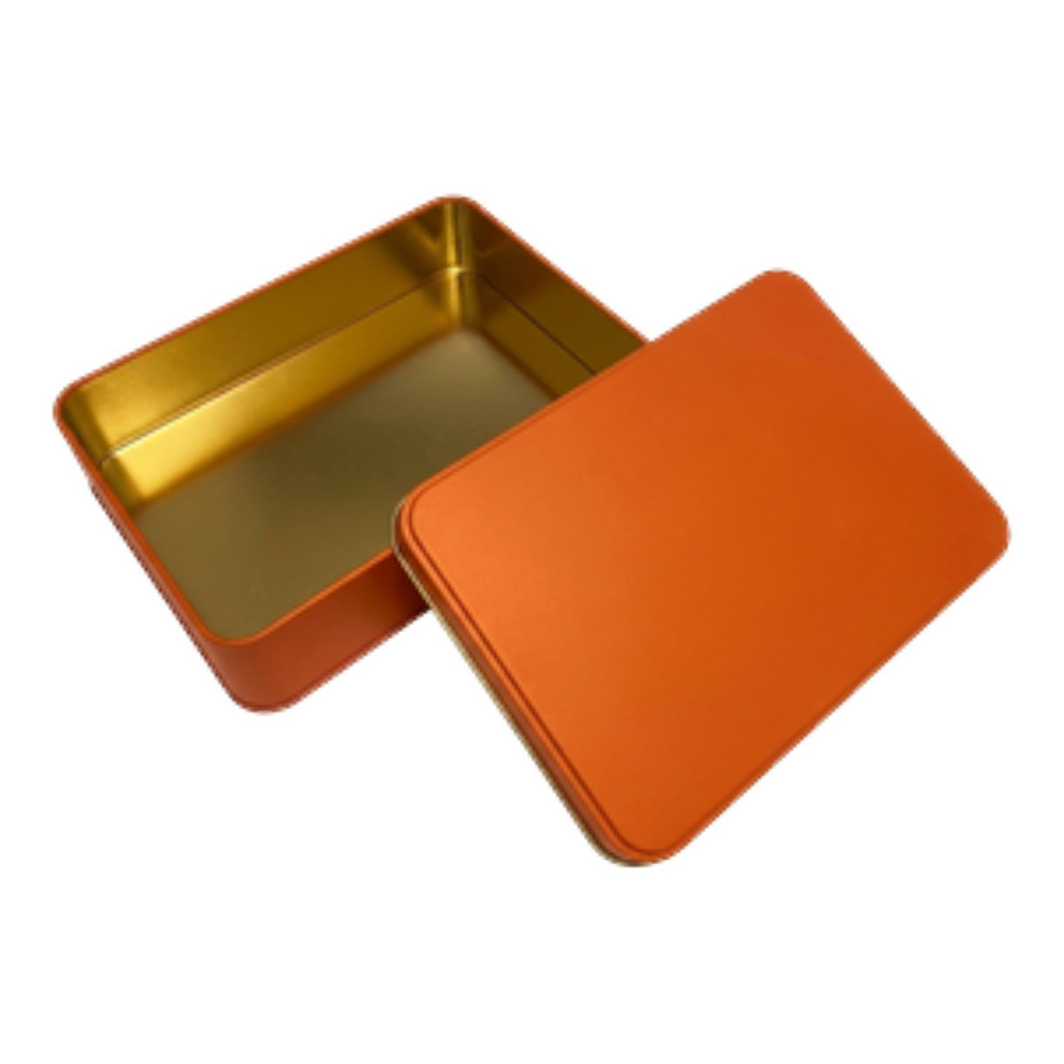 Matte Orange Rectangular Metal Tin Box | Custom Printed (135x190x47 mm) — Digital Printed Boxes — Tinbox