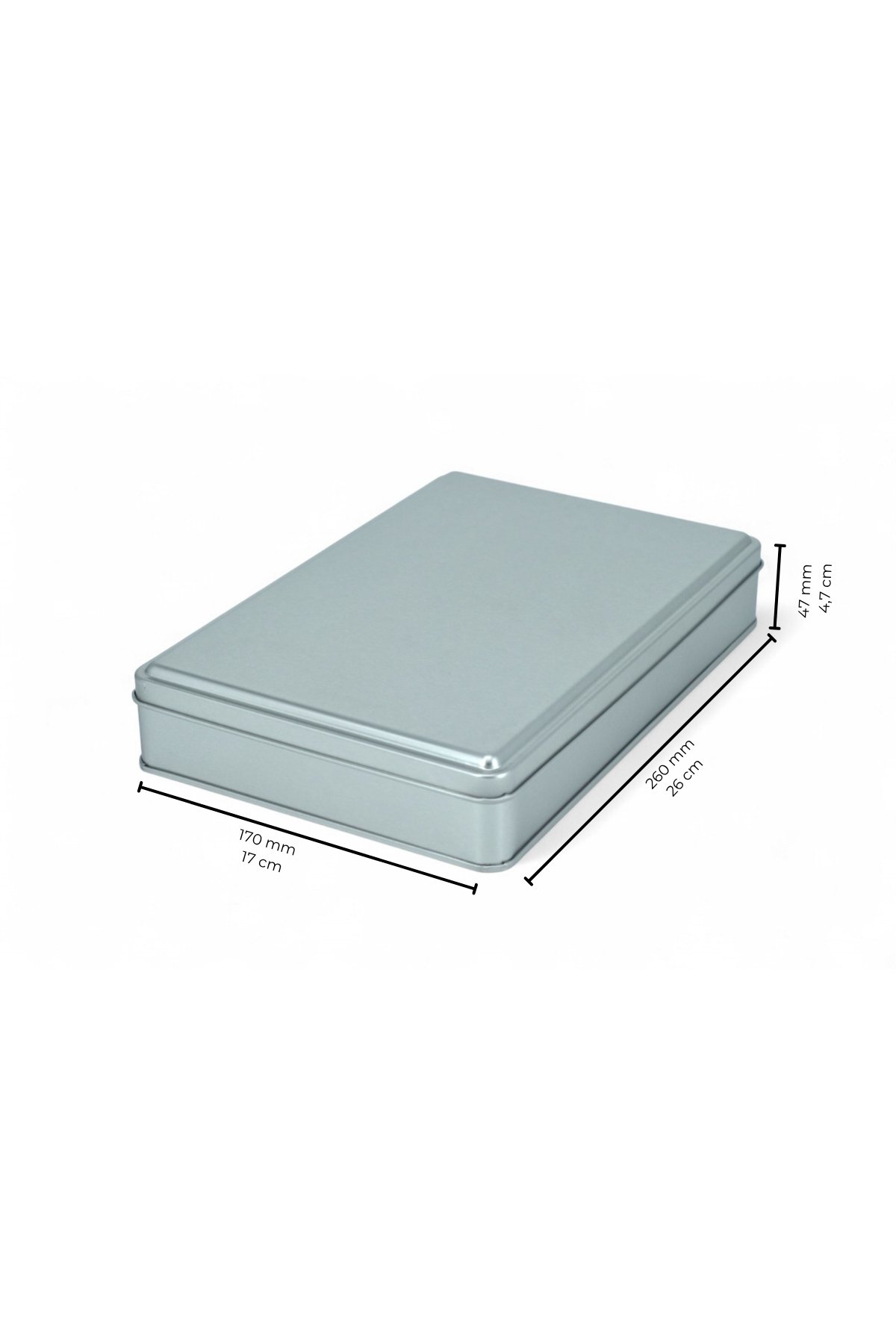 Dikdörtgen Kutu, 170x260x45 1,6 lt — Mat Silver — UV Baskı Kutular — görsel 4 / 4 — Tinbox