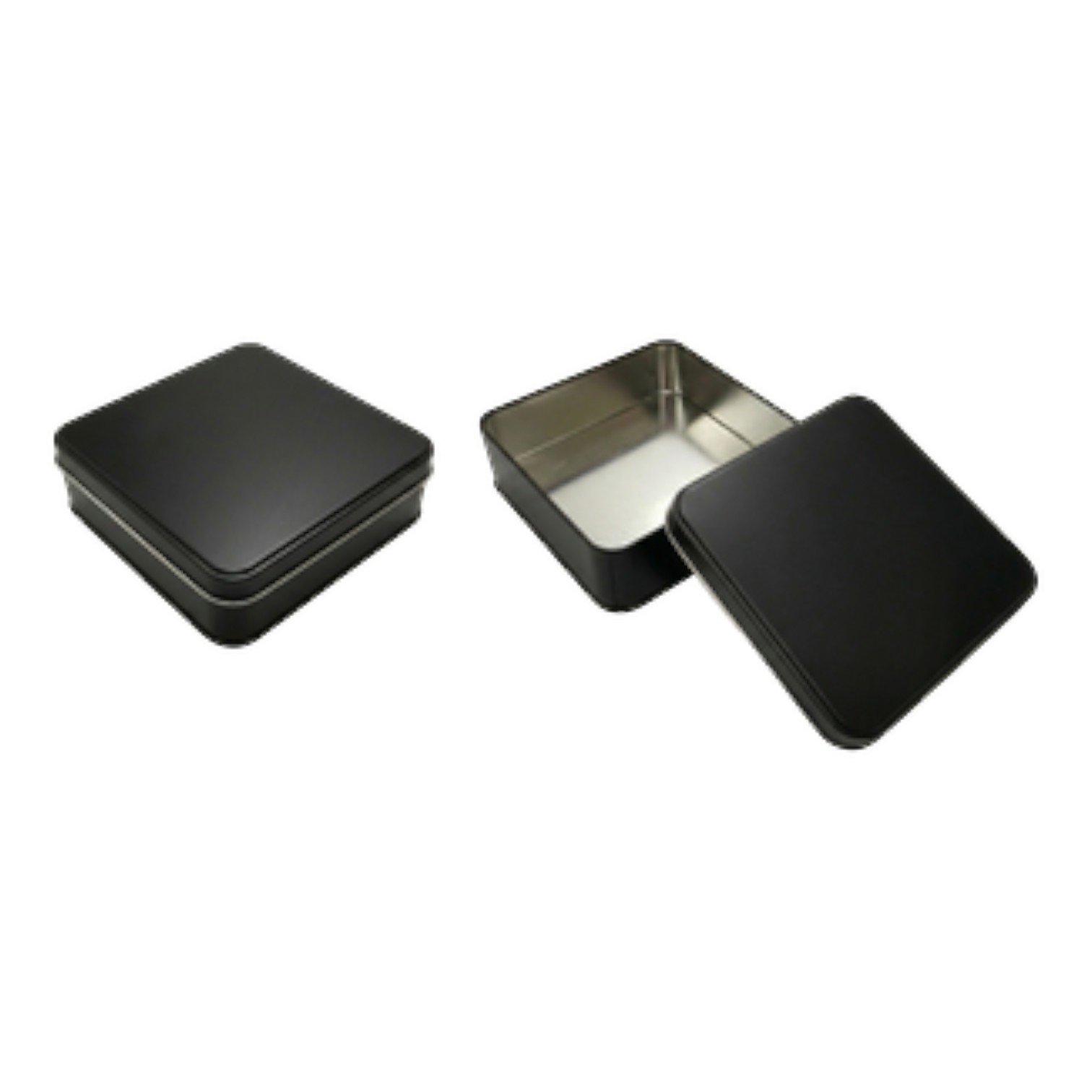 Mat Siyah Kare Metal Kutu | Özel Baskılı (120x120x40 mm) — UV Baskı Kutular — Tinbox