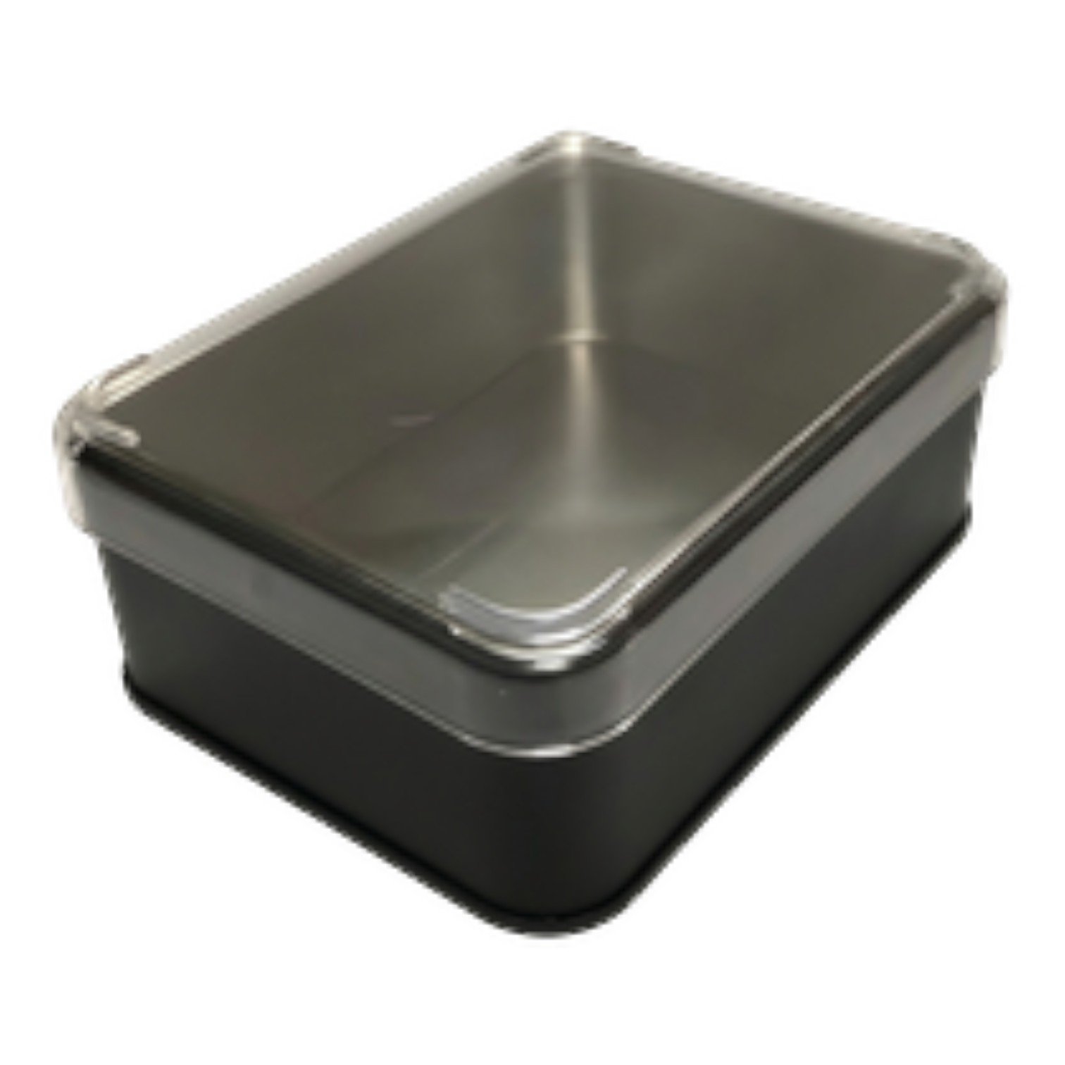 Matte Black Rectangular Metal Tin Box | with Crystal Lid, Custom Printed (75x100x36 mm) — Digital Printed Boxes — Tinbox