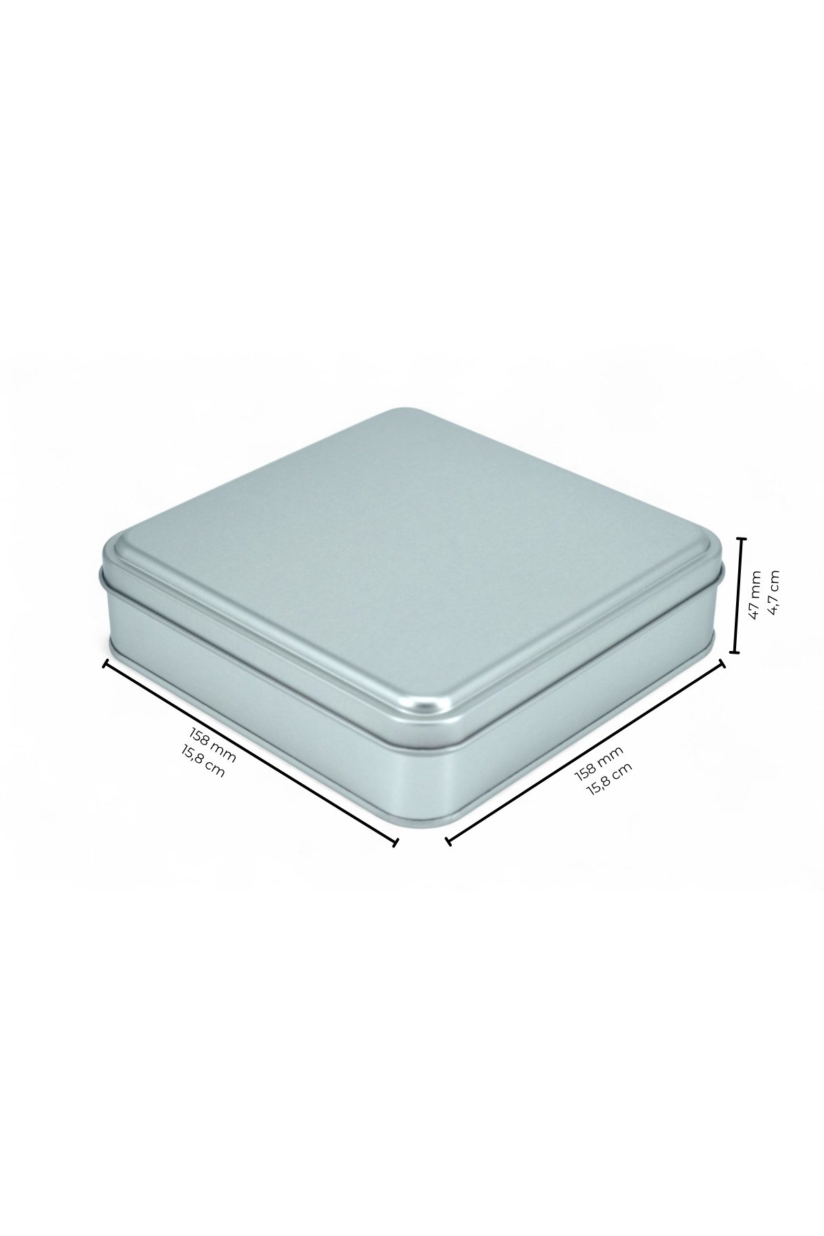 Kare Kutu,158x158x40 mm,1 lt — Mat Silver — UV Baskı Kutular — görsel 4 / 4 — Tinbox