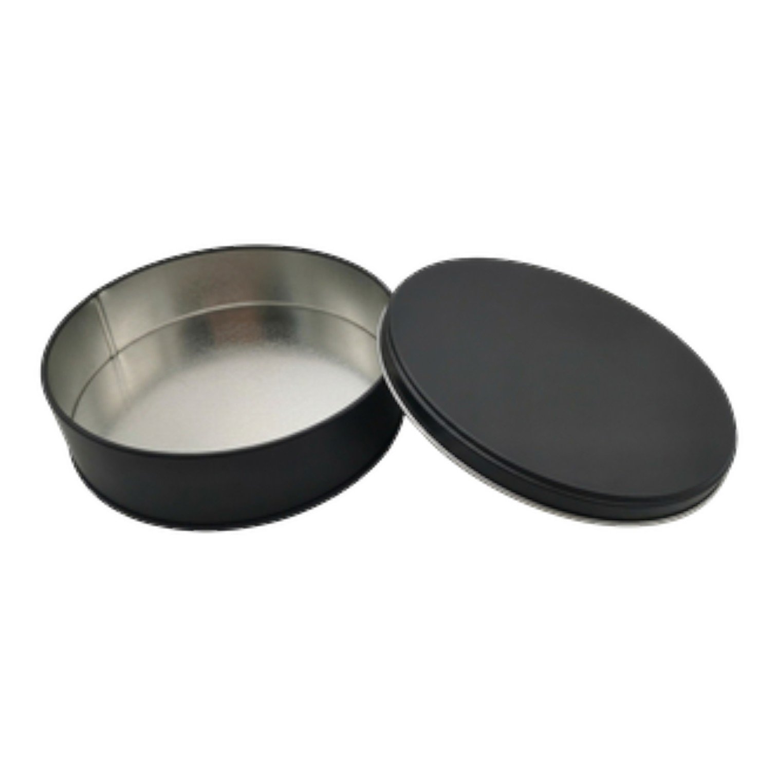 Matte Black Round Metal Tin Box | with Metal Lid, Custom Printed (215x55 mm) — Digital Printed Boxes — Tinbox