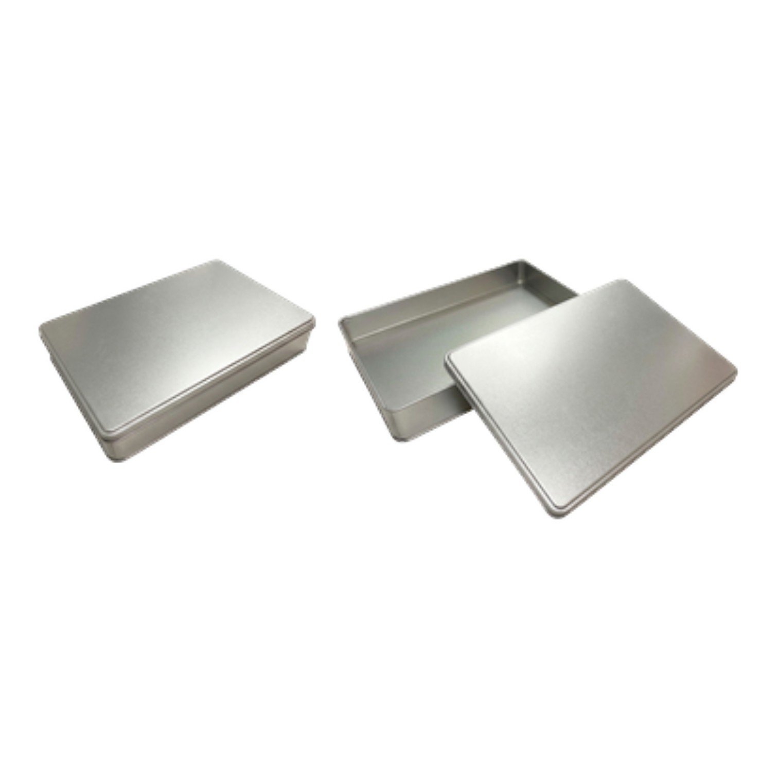 Matte Silver Rectangular Metal Tin Box | Custom Printed (200x300x50 mm) — Digital Printed Boxes — Tinbox