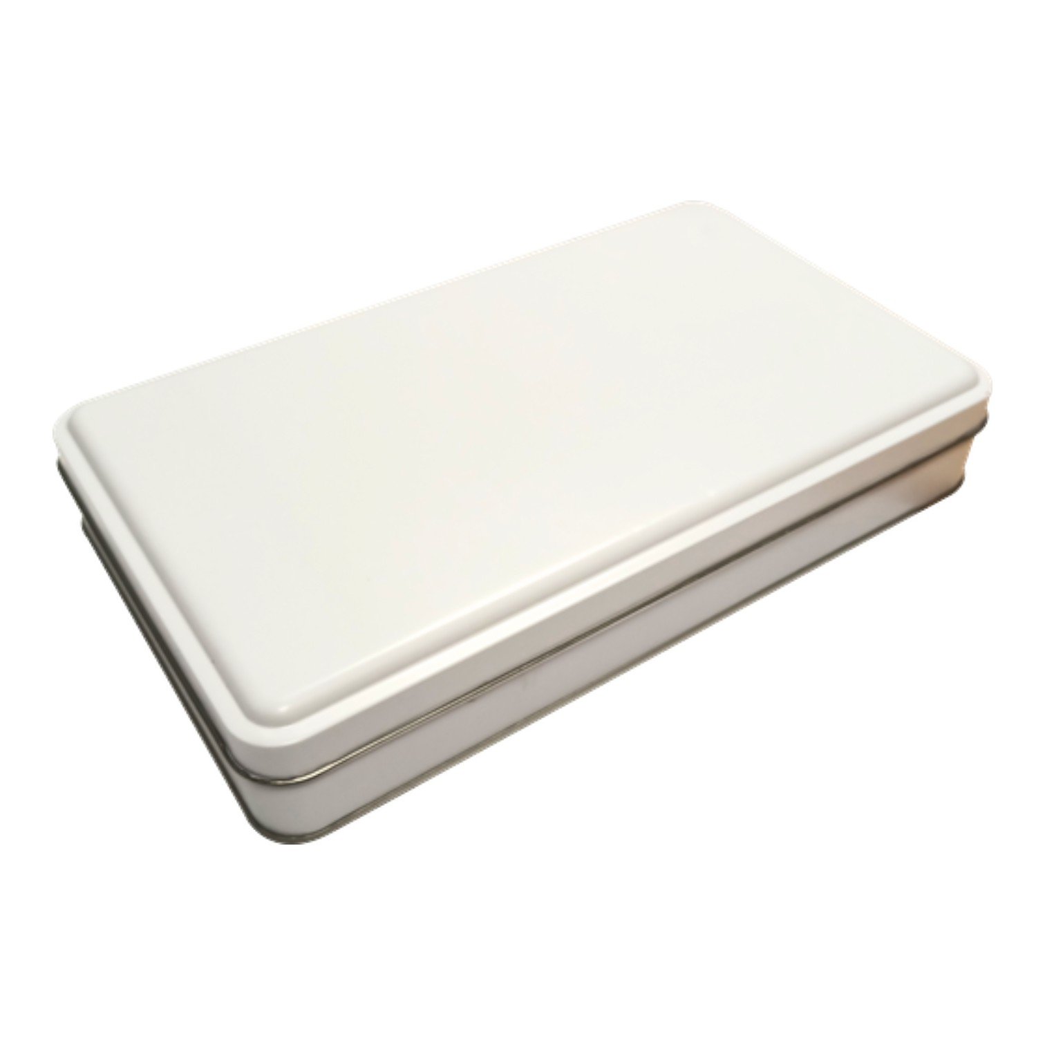 Matte White Rectangular Metal Tin Box | with Window, Custom Printed (140x240x43 mm)