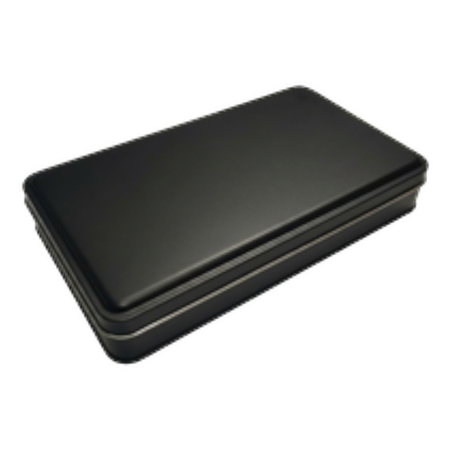 Mat Siyah Dikdörtgen Metal Kutu | Pencereli, Özel Baskılı (140x240x43 mm) — UV Baskı Kutular — Tinbox