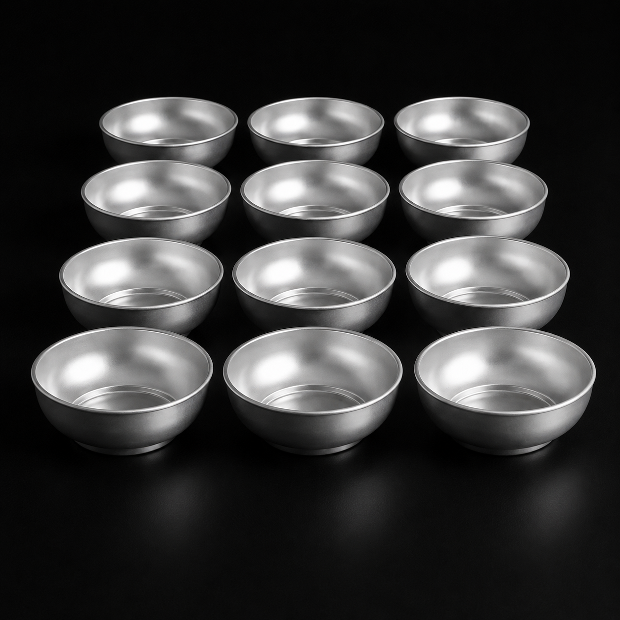 Elegant Matte Silver Snack & Nut Bowls 12-Piece Set - Ø90x30 mm