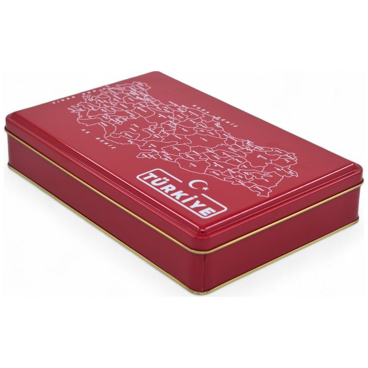 Özel Baskılı 170x260x45 mm Mat Kırmızı Dikdörtgen Teneke Kutu — UV Baskı Kutular — görsel 2 / 5 — Tinbox