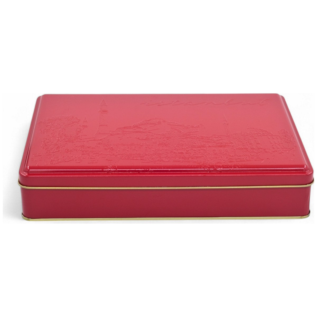 Özel Baskılı 170x260x45 mm Mat Kırmızı Dikdörtgen Teneke Kutu — UV Baskı Kutular — görsel 5 / 5 — Tinbox