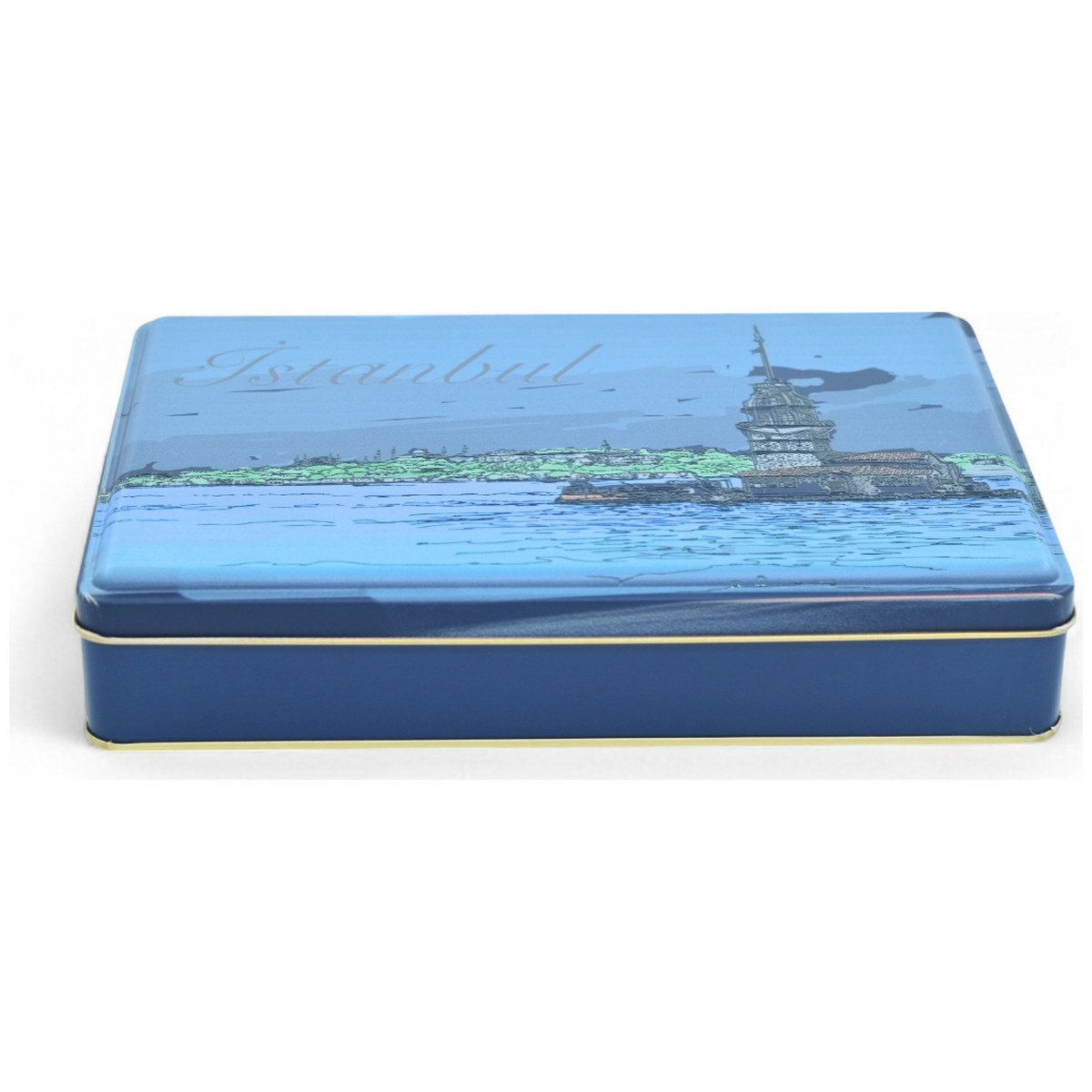 Özel Baskılı 170x260x45 mm Mat Koyu Mavi Dikdörtgen Teneke Kutu — UV Baskı Kutular — görsel 2 / 5 — Tinbox