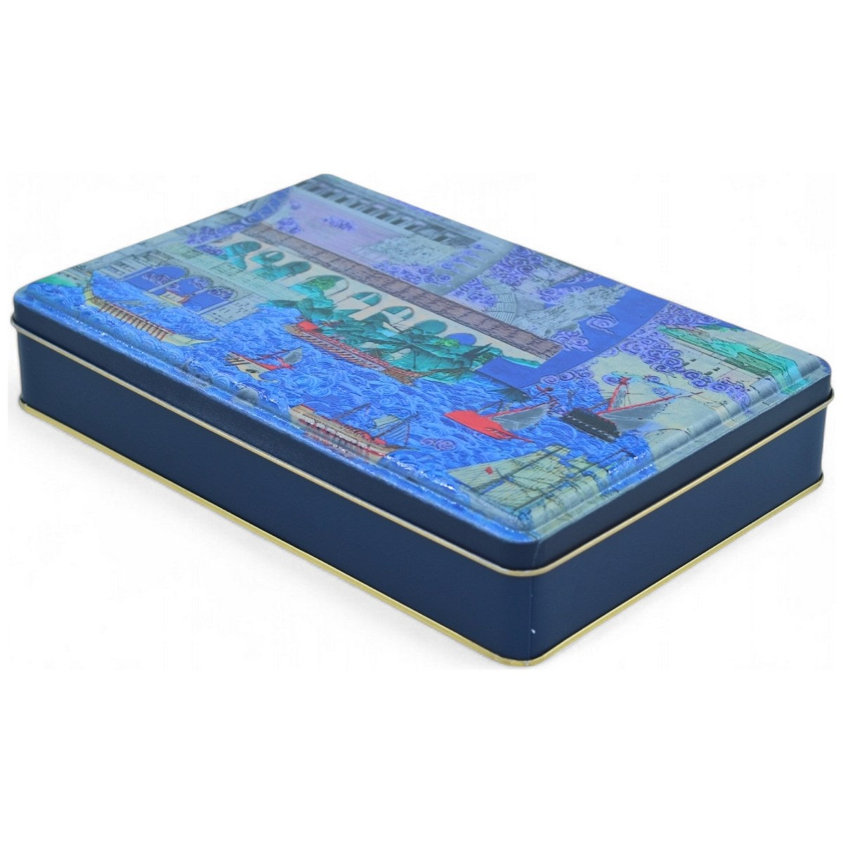 Özel Baskılı 170x260x45 mm Mat Koyu Mavi Dikdörtgen Teneke Kutu — UV Baskı Kutular — görsel 3 / 5 — Tinbox