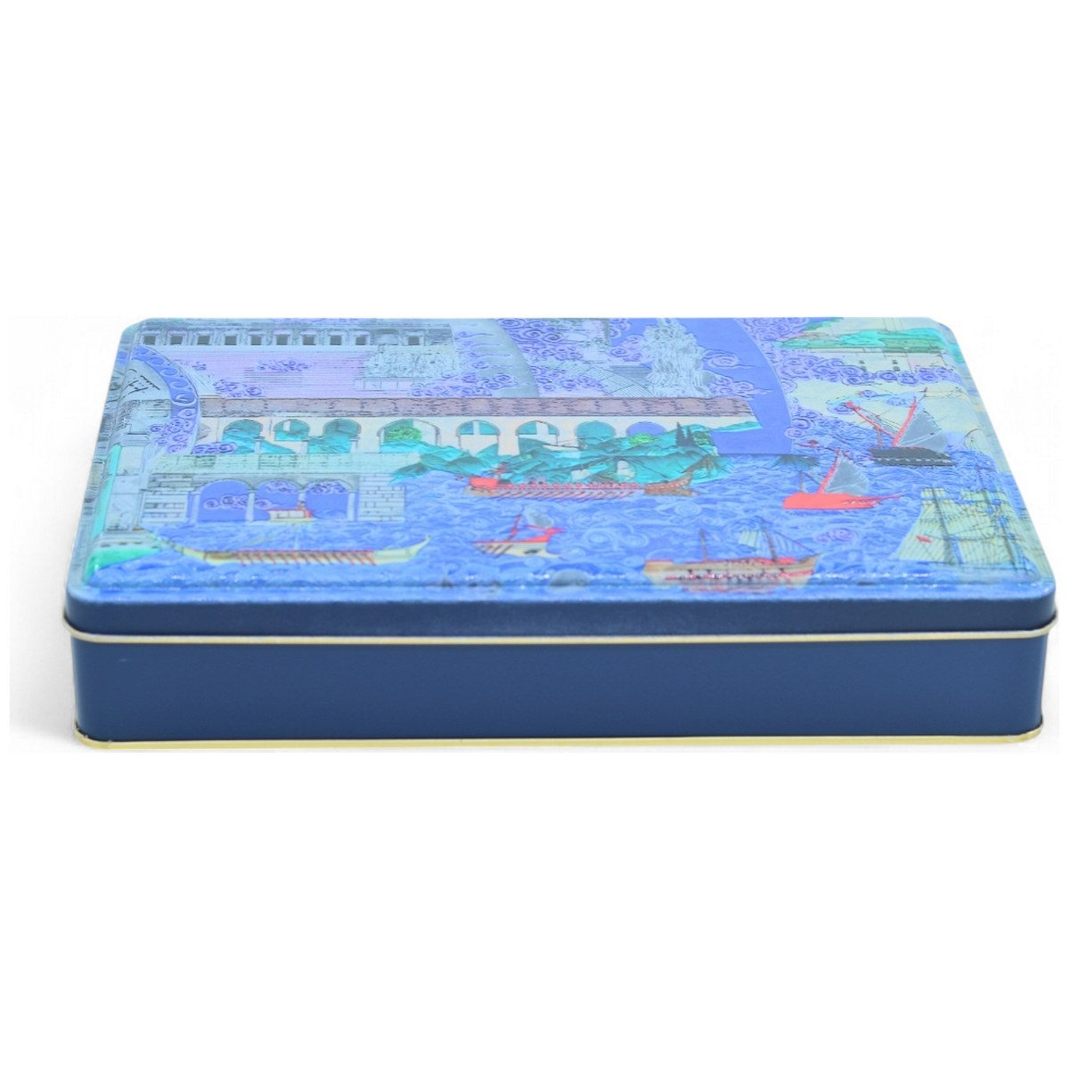 Özel Baskılı 170x260x45 mm Mat Koyu Mavi Dikdörtgen Teneke Kutu — UV Baskı Kutular — görsel 4 / 5 — Tinbox