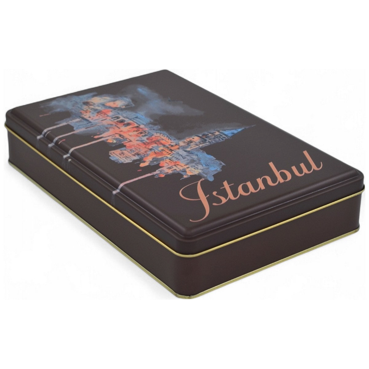 Custom Printed 170x260x45 mm Matte Brown Rectangular Tin Box — Digital Printed Boxes — Tinbox