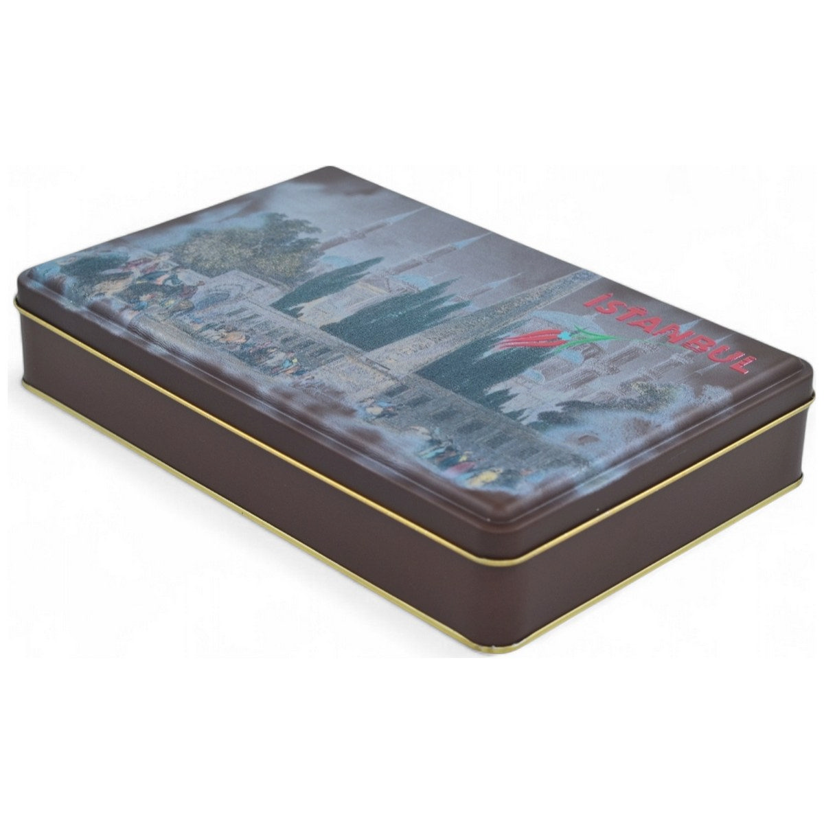 Özel Baskılı 170x260x45 mm Mat Kahverengi Dikdörtgen Teneke Kutu — UV Baskı Kutular — görsel 3 / 5 — Tinbox