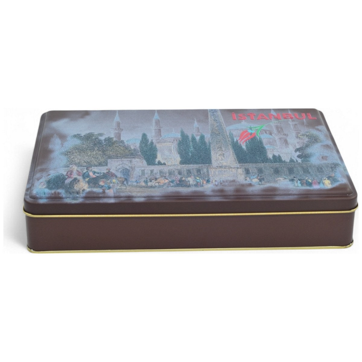 Özel Baskılı 170x260x45 mm Mat Kahverengi Dikdörtgen Teneke Kutu — UV Baskı Kutular — görsel 4 / 5 — Tinbox