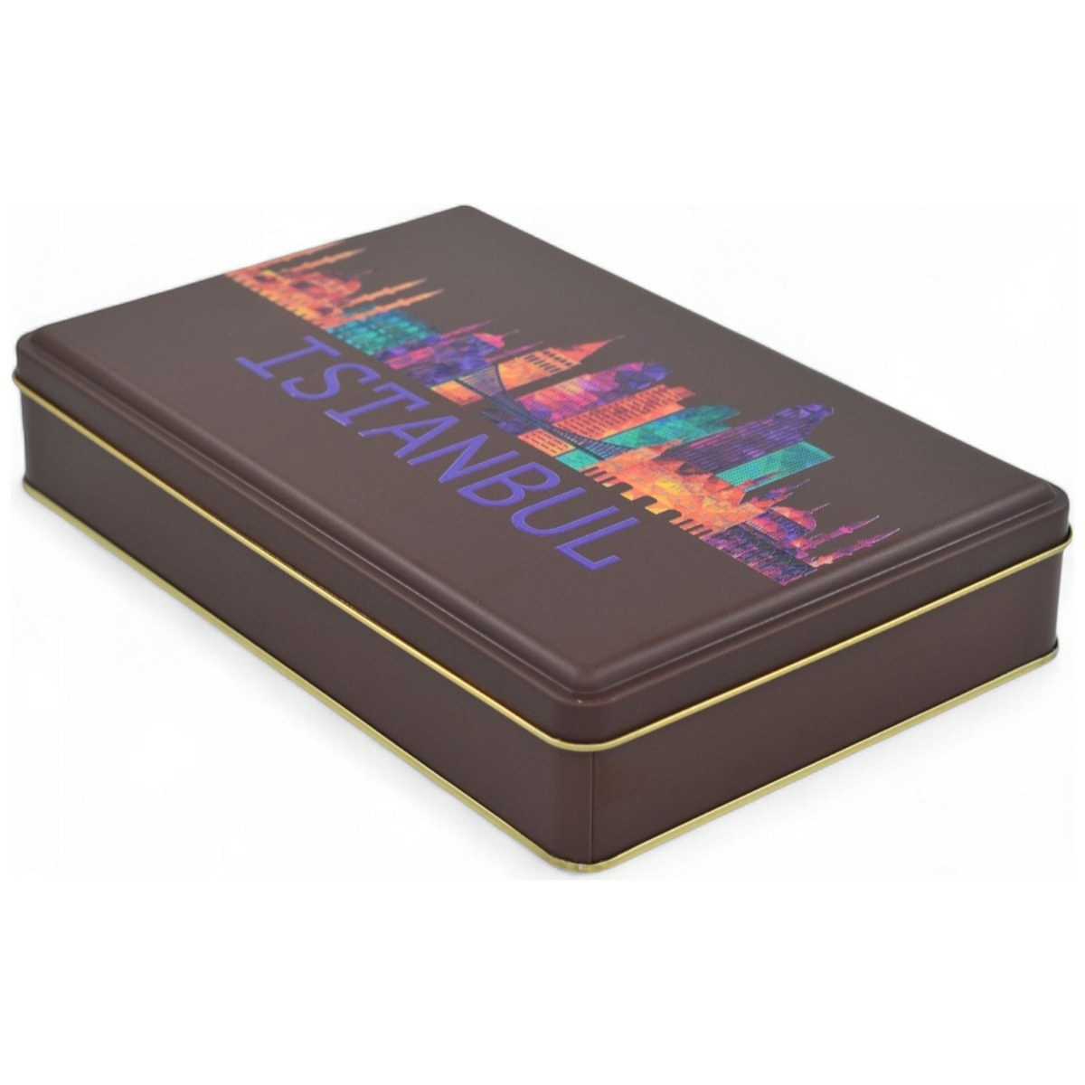 Özel Baskılı 170x260x45 mm Mat Kahverengi Dikdörtgen Teneke Kutu — UV Baskı Kutular — görsel 5 / 5 — Tinbox