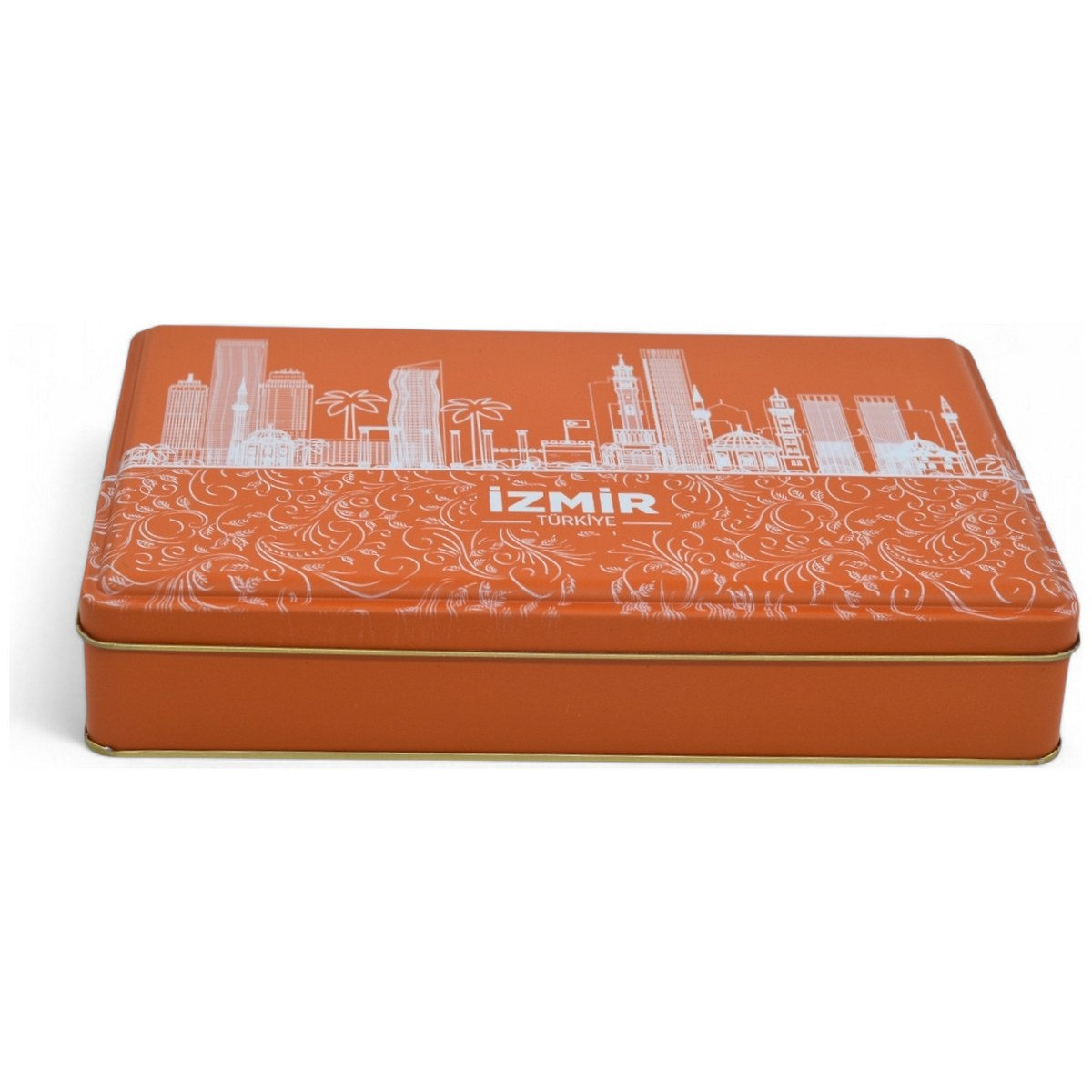 Özel Baskılı 170x260x45 mm Mat Turuncu Dikdörtgen Teneke Kutu — UV Baskı Kutular — görsel 2 / 5 — Tinbox