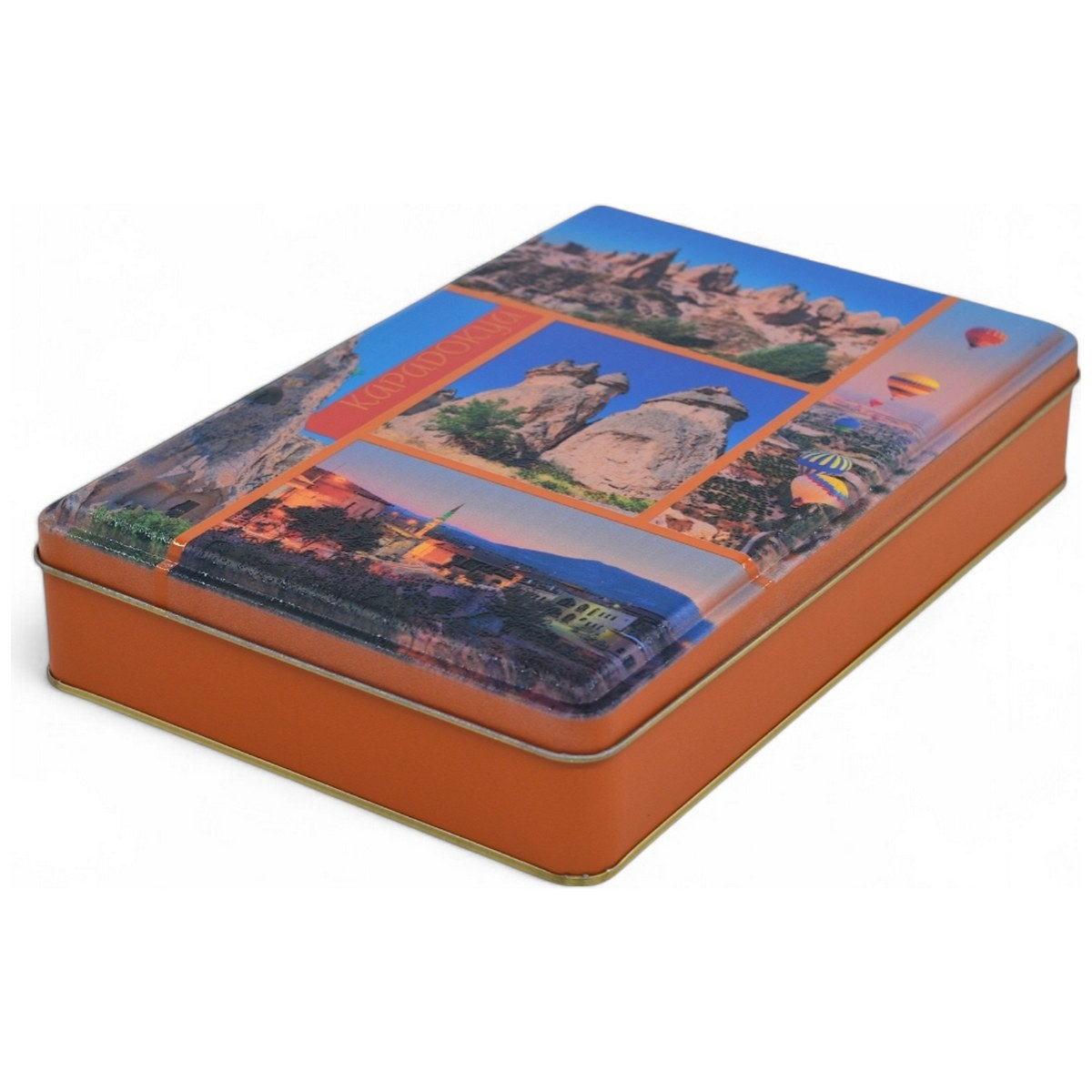 Özel Baskılı 170x260x45 mm Mat Turuncu Dikdörtgen Teneke Kutu — UV Baskı Kutular — görsel 5 / 5 — Tinbox