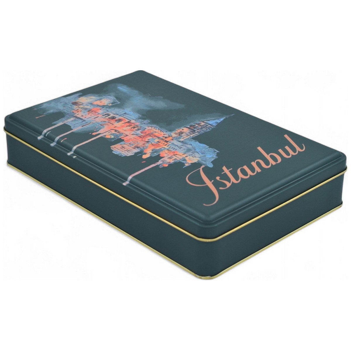 Özel Baskılı 170x260x45 mm Mat Yeşil Dikdörtgen Teneke Kutu — UV Baskı Kutular — görsel 2 / 5 — Tinbox