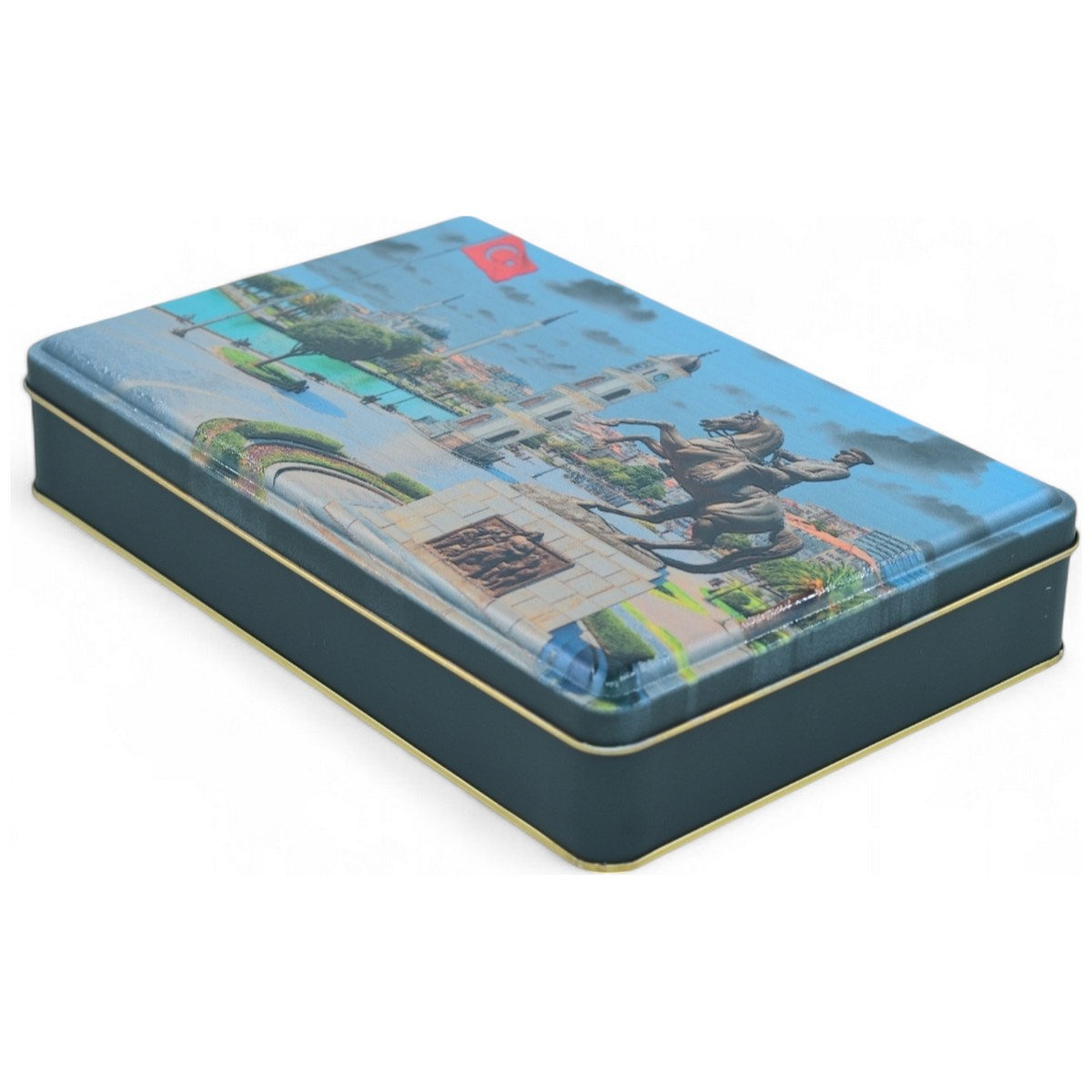 Özel Baskılı 170x260x45 mm Mat Yeşil Dikdörtgen Teneke Kutu — UV Baskı Kutular — görsel 4 / 5 — Tinbox