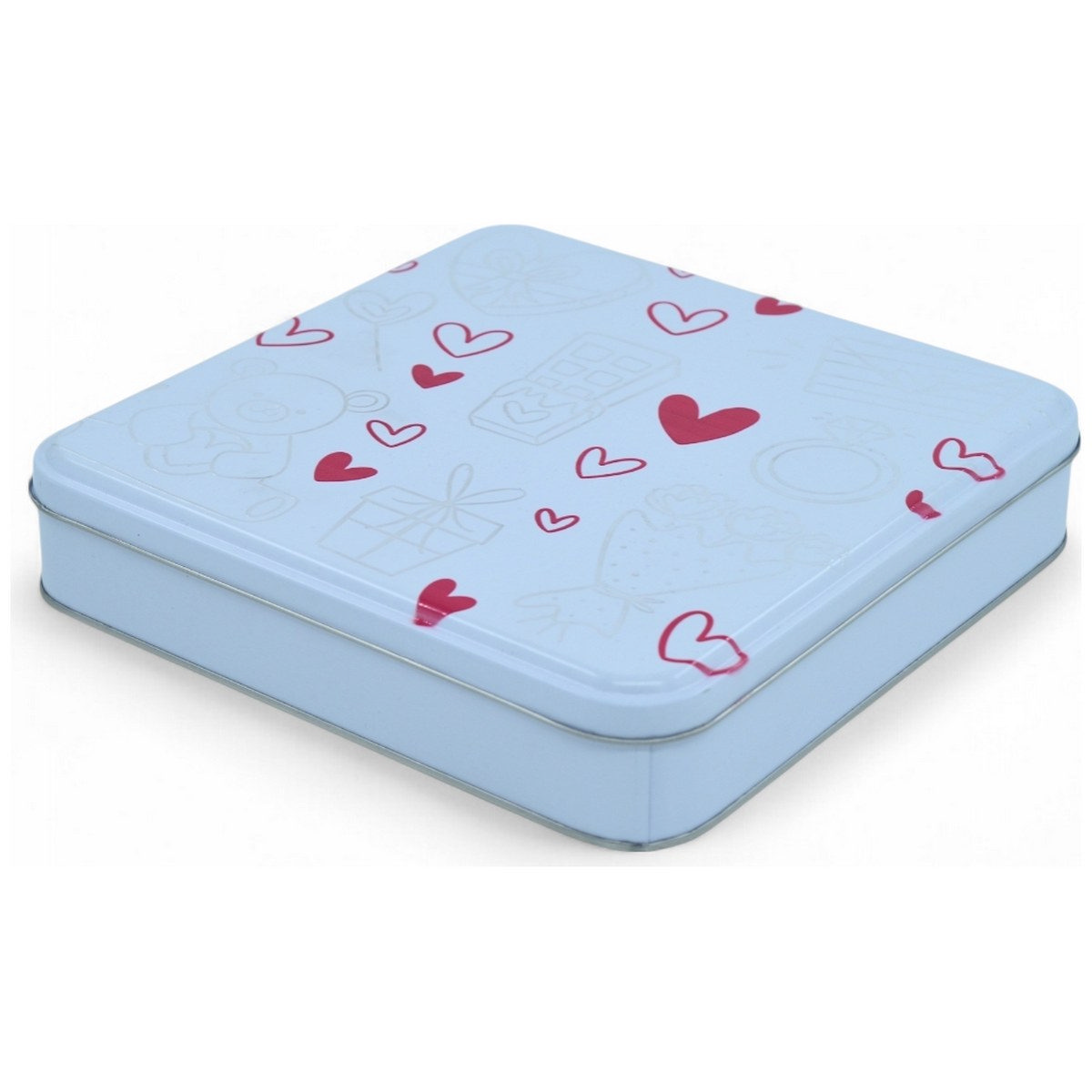 Özel Baskılı 218x218x40 mm Mat Beyaz Kare Teneke Kutu — UV Baskı Kutular — görsel 2 / 5 — Tinbox
