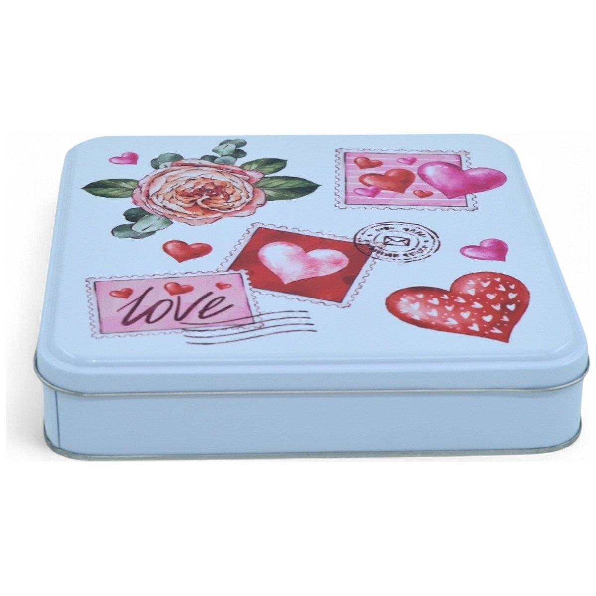 Özel Baskılı 218x218x40 mm Mat Beyaz Kare Teneke Kutu — UV Baskı Kutular — görsel 3 / 5 — Tinbox