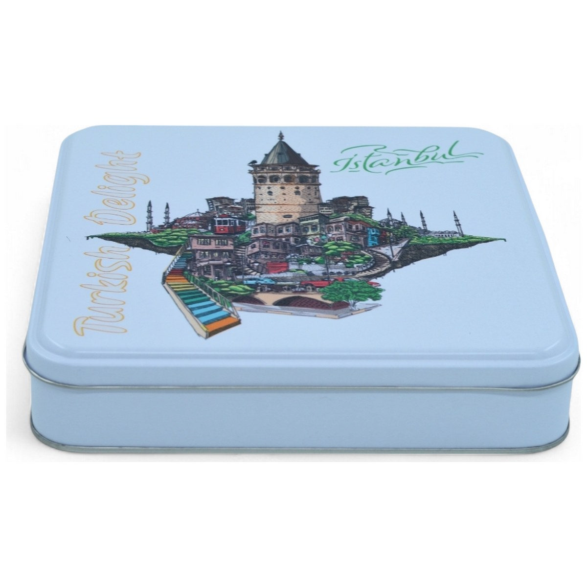 Özel Baskılı 218x218x40 mm Mat Beyaz Kare Teneke Kutu — UV Baskı Kutular — görsel 4 / 5 — Tinbox