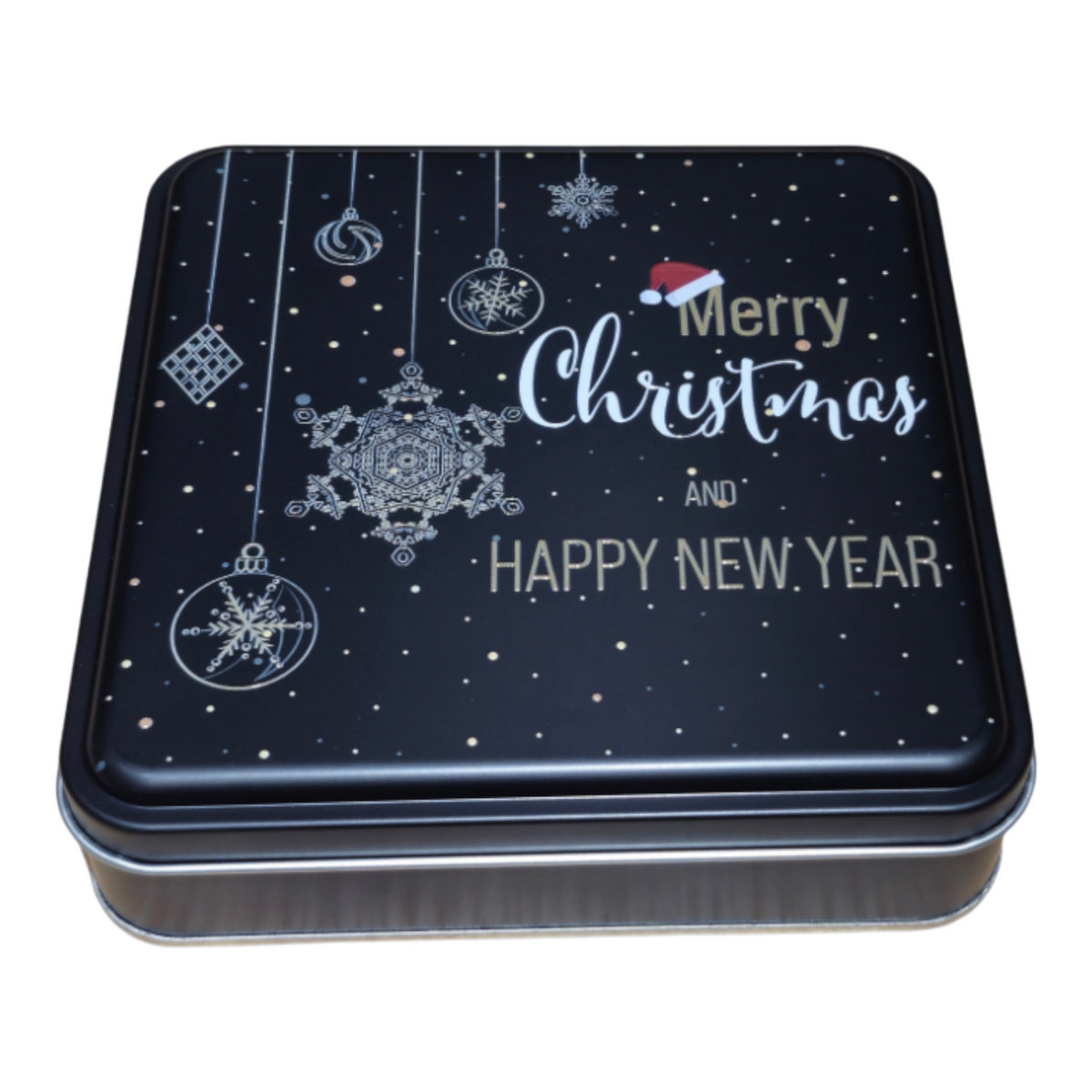Özel Baskılı 218x218x40 mm Mat Siyah Kare Teneke Kutu — UV Baskı Kutular — görsel 2 / 5 — Tinbox