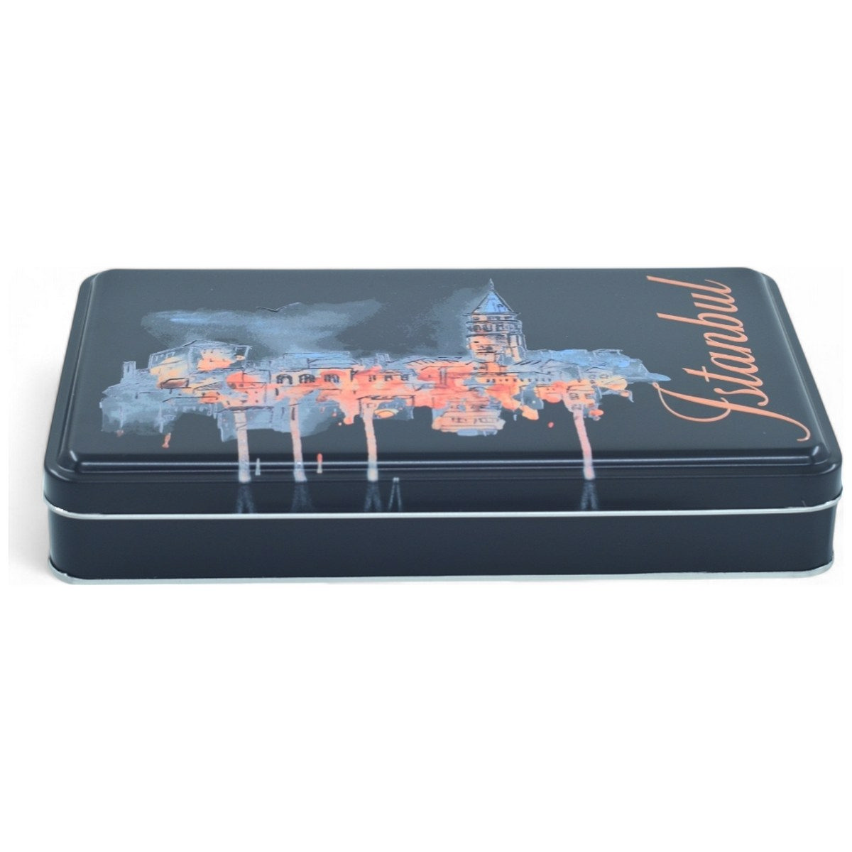Özel Baskılı 170x260x40 mm Mat Siyah Dikdörtgen Teneke Kutu — UV Baskı Kutular — görsel 2 / 5 — Tinbox
